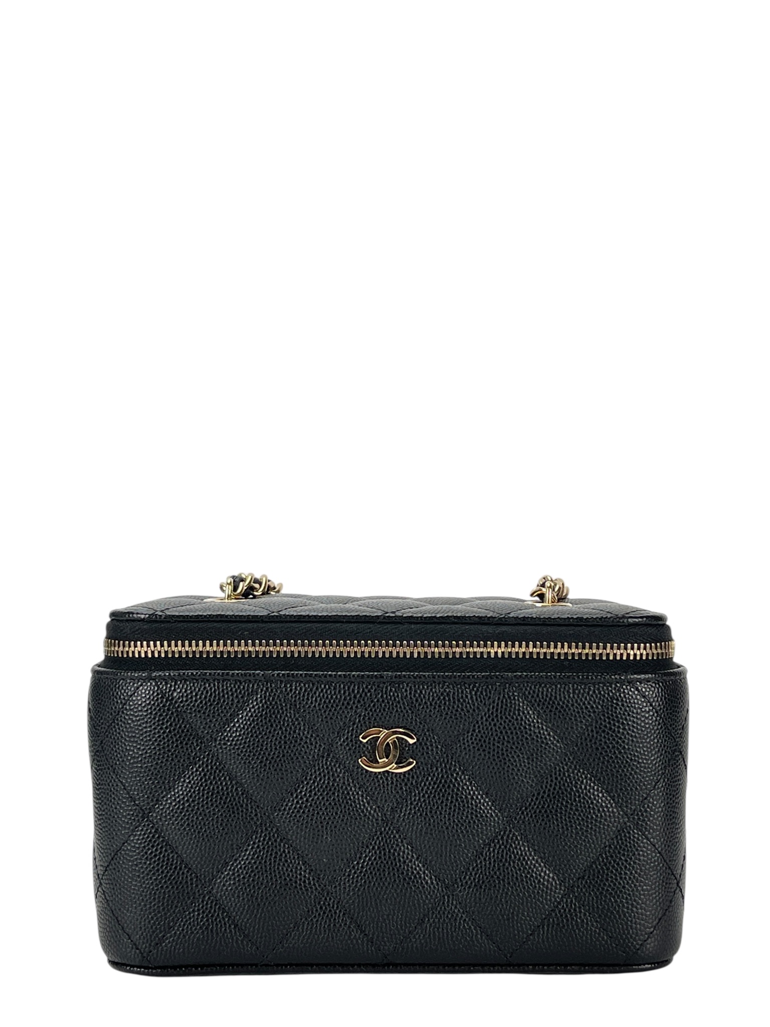 CHANEL - Small Vanity Case With Chain Black Caviar