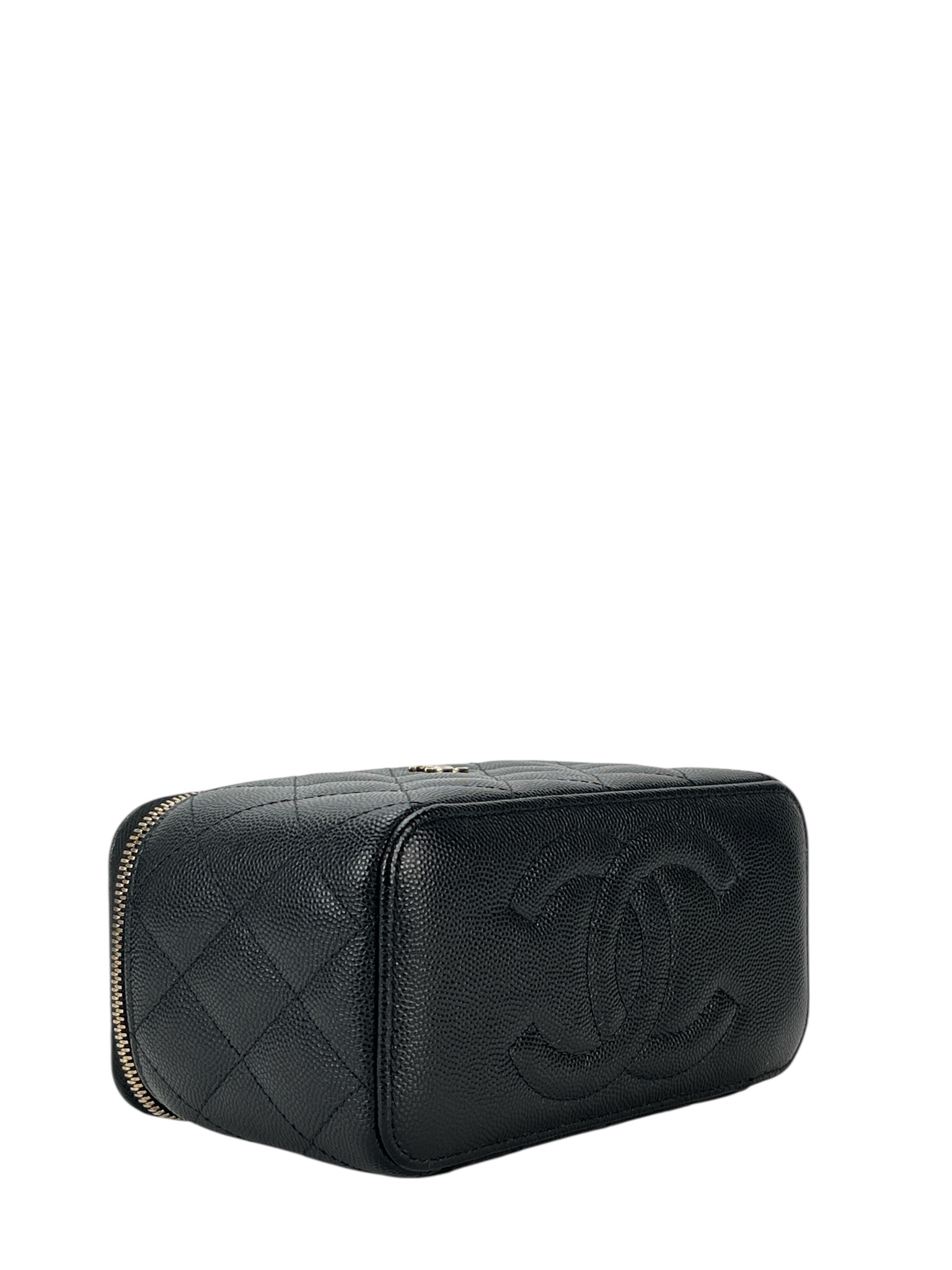 CHANEL - Small Vanity Case With Chain Black Caviar
