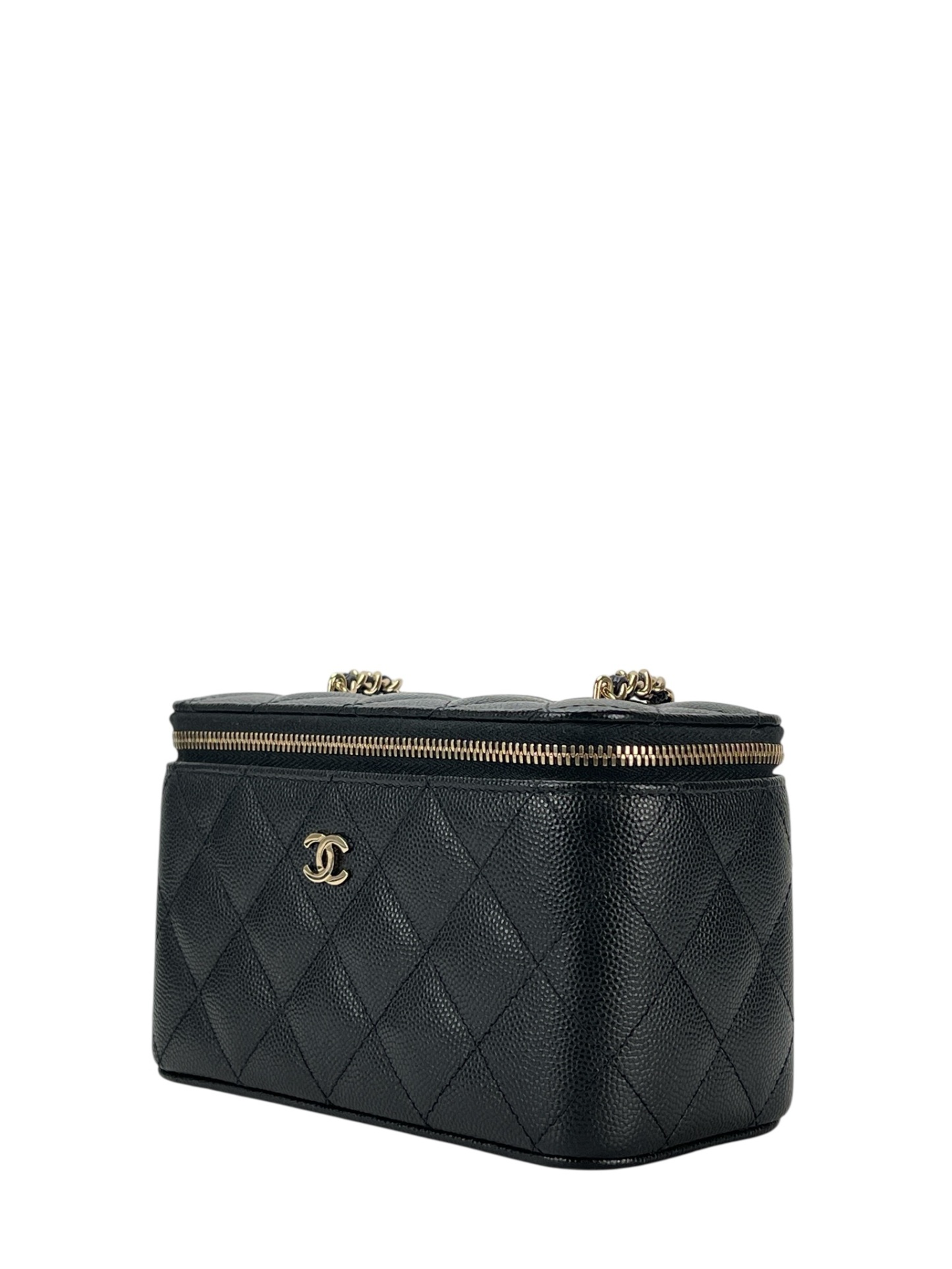 CHANEL - Small Vanity Case With Chain Black Caviar