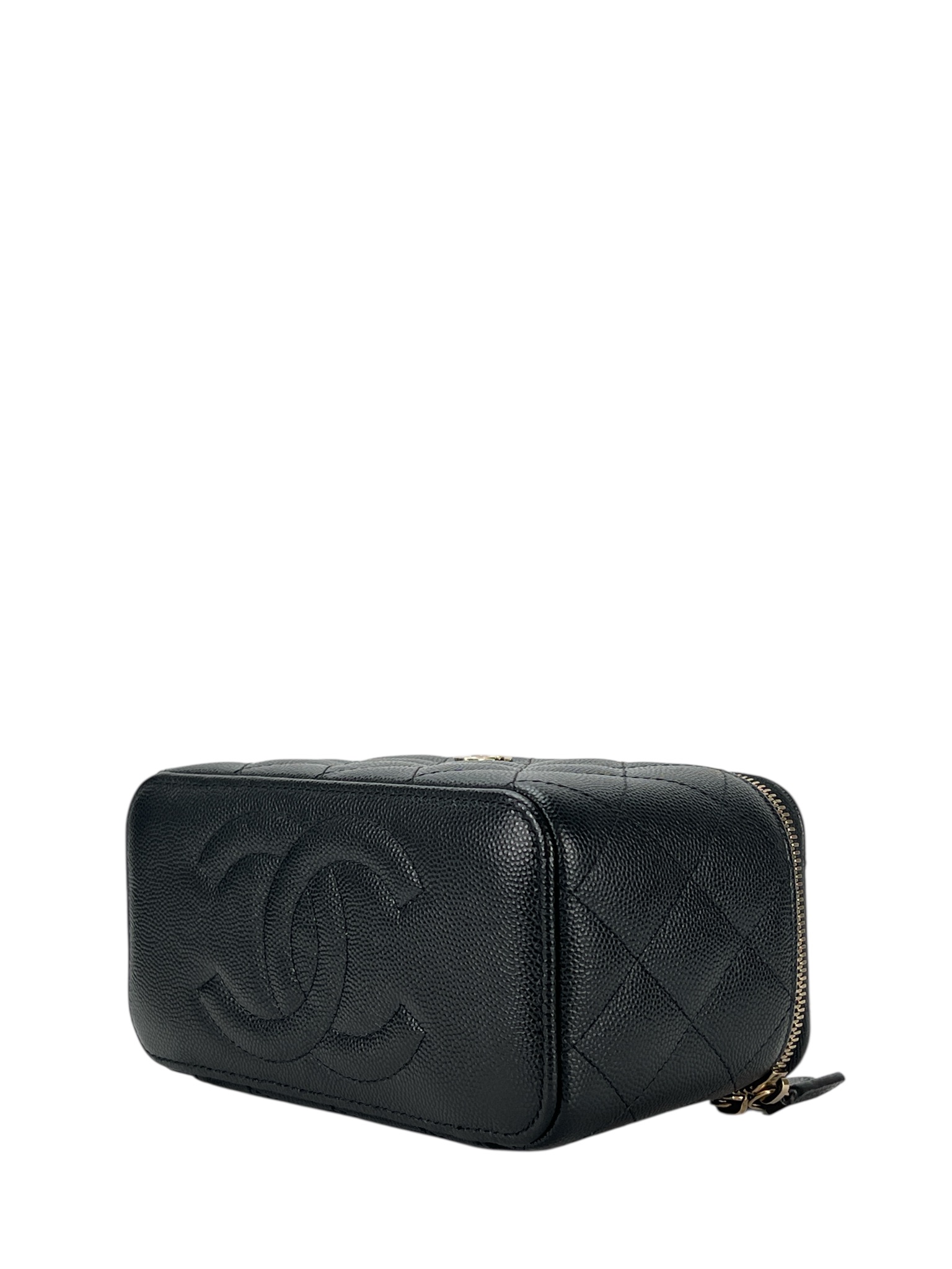 CHANEL - Small Vanity Case With Chain Black Caviar