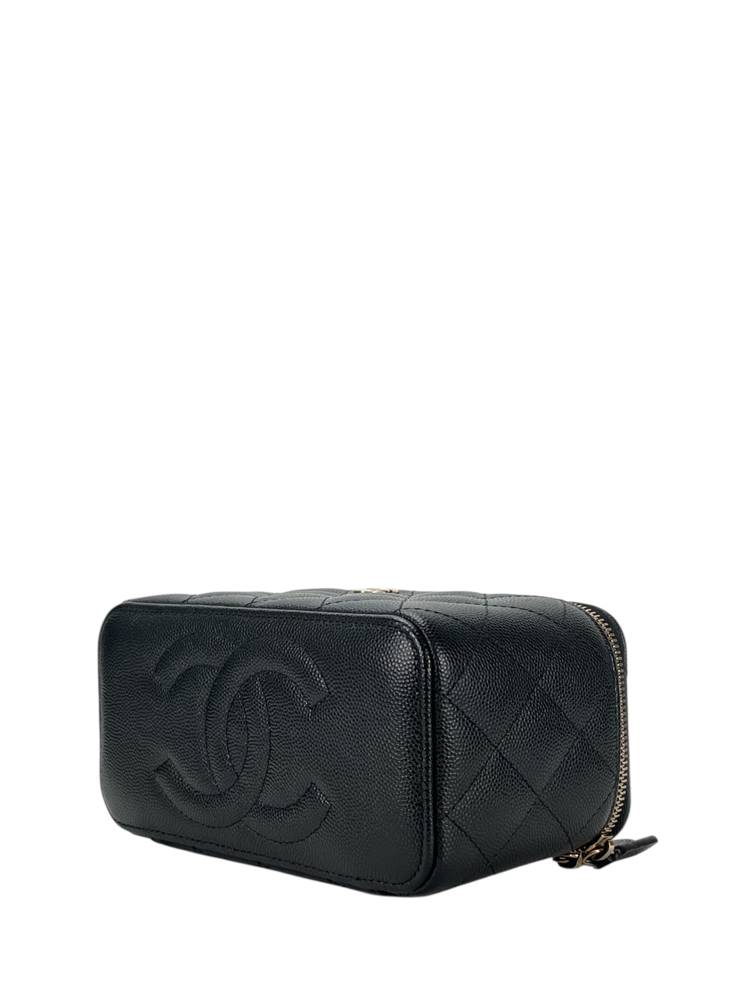 CHANEL - Small Vanity Case With Chain Black Caviar