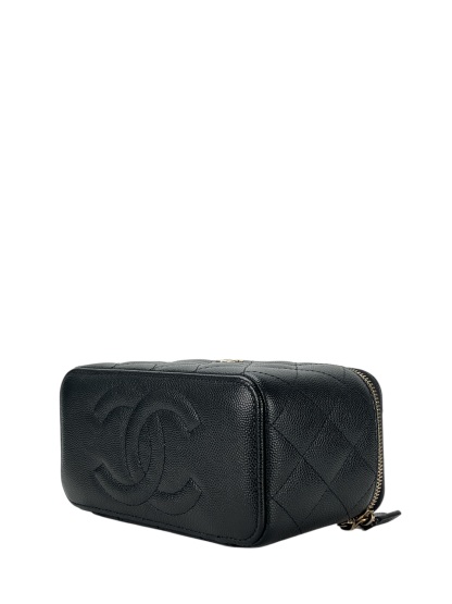 CHANEL - Small Vanity Case With Chain Black Caviar