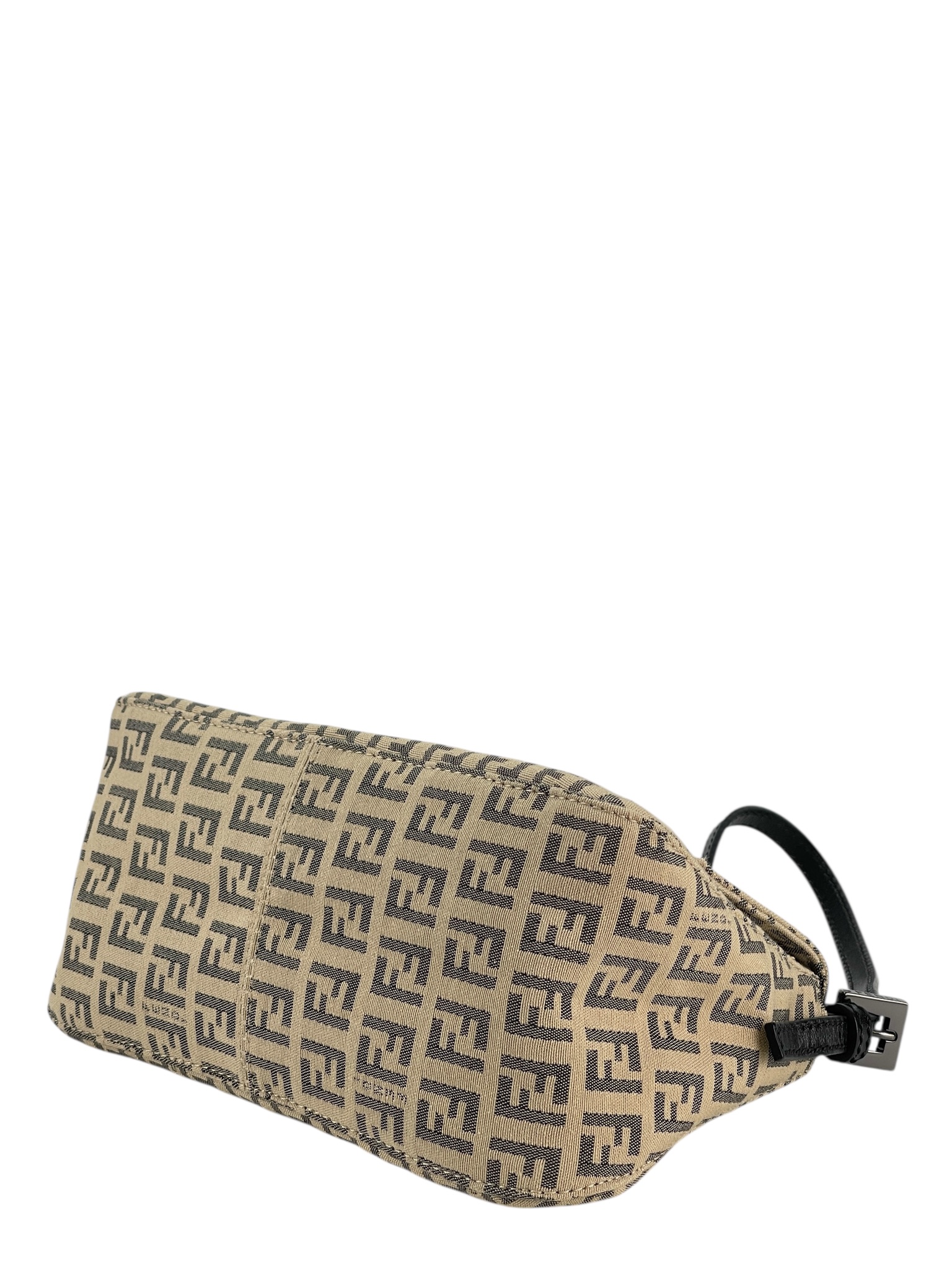 FENDI - Beige Zucca Canvas Leather Shoulder Bag 
