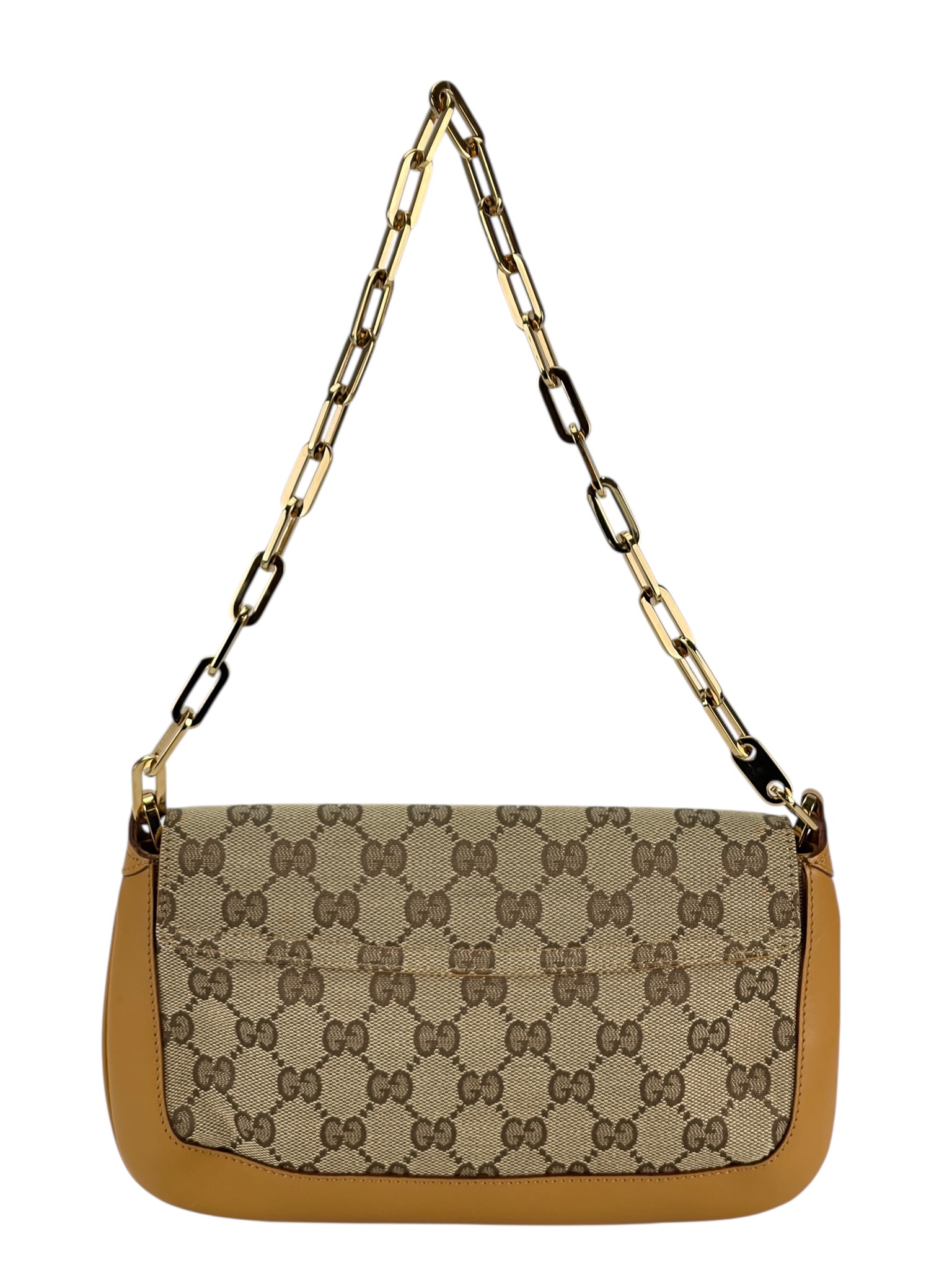 GUCCI - Beige Monogram Chain Crossbody Bag