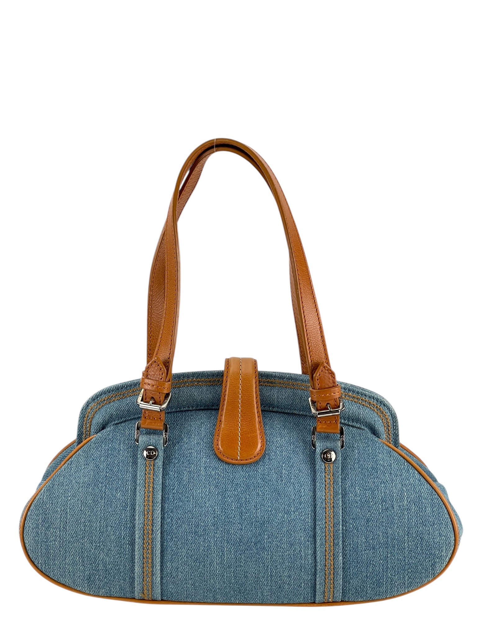 CHRISTIAN DIOR - Blue Denim Butterfly Flower Handbag