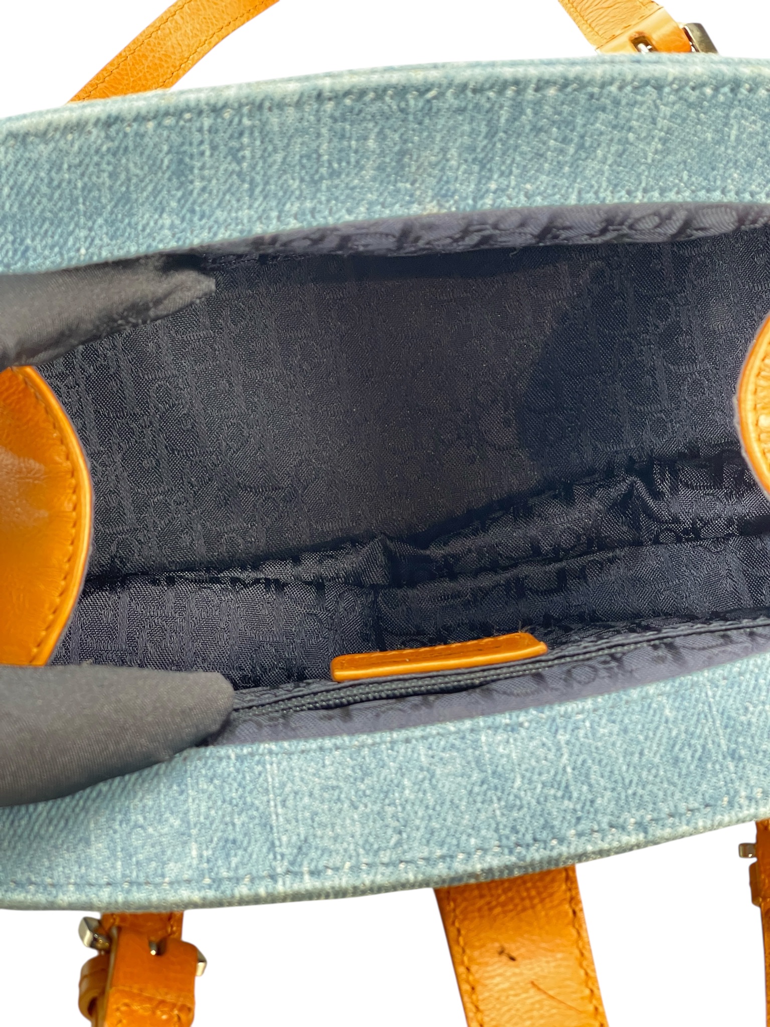 CHRISTIAN DIOR - Blue Denim Butterfly Flower Handbag