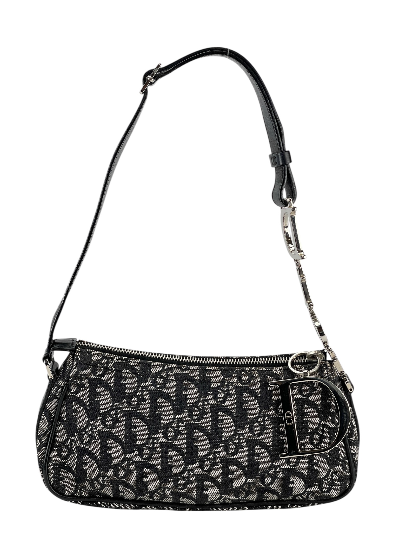 CHRISTIAN DIOR - Black Canvas Pouch Shoulder Bag 拍照用