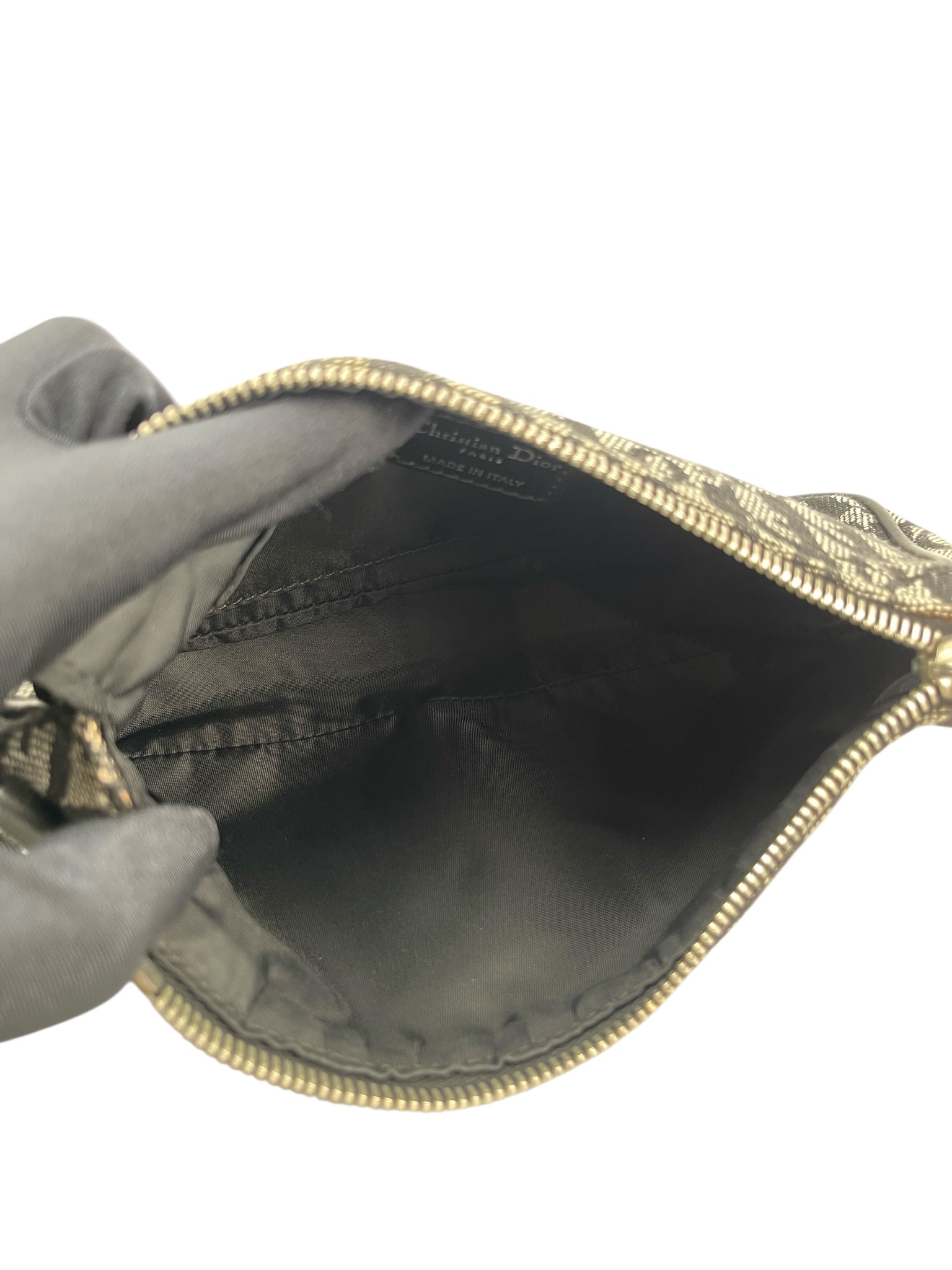 CHRISTIAN DIOR - Black Canvas Pouch Shoulder Bag 拍照用