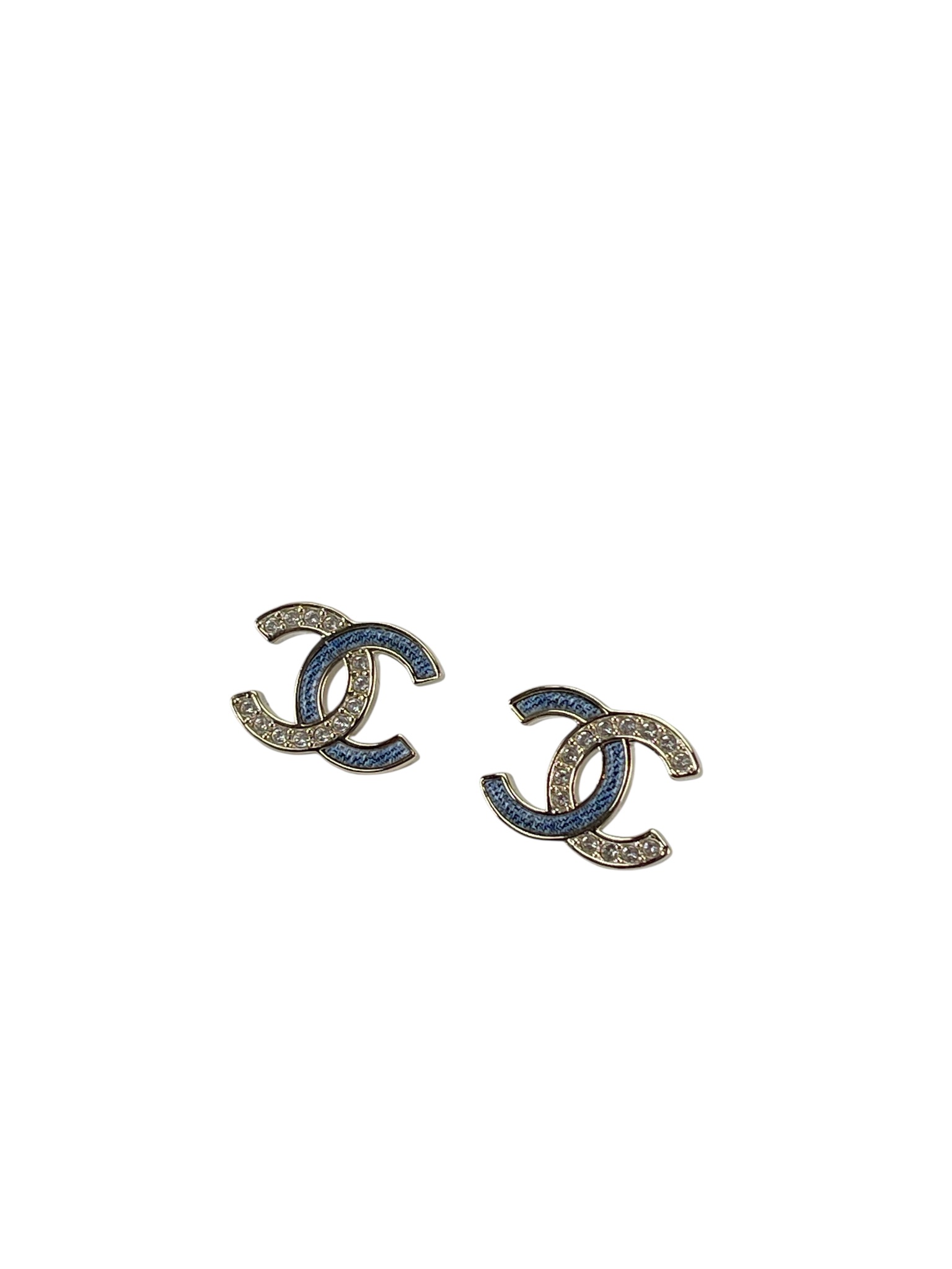 CHANEL - 26C Gold CC Crystal Denim Earrings