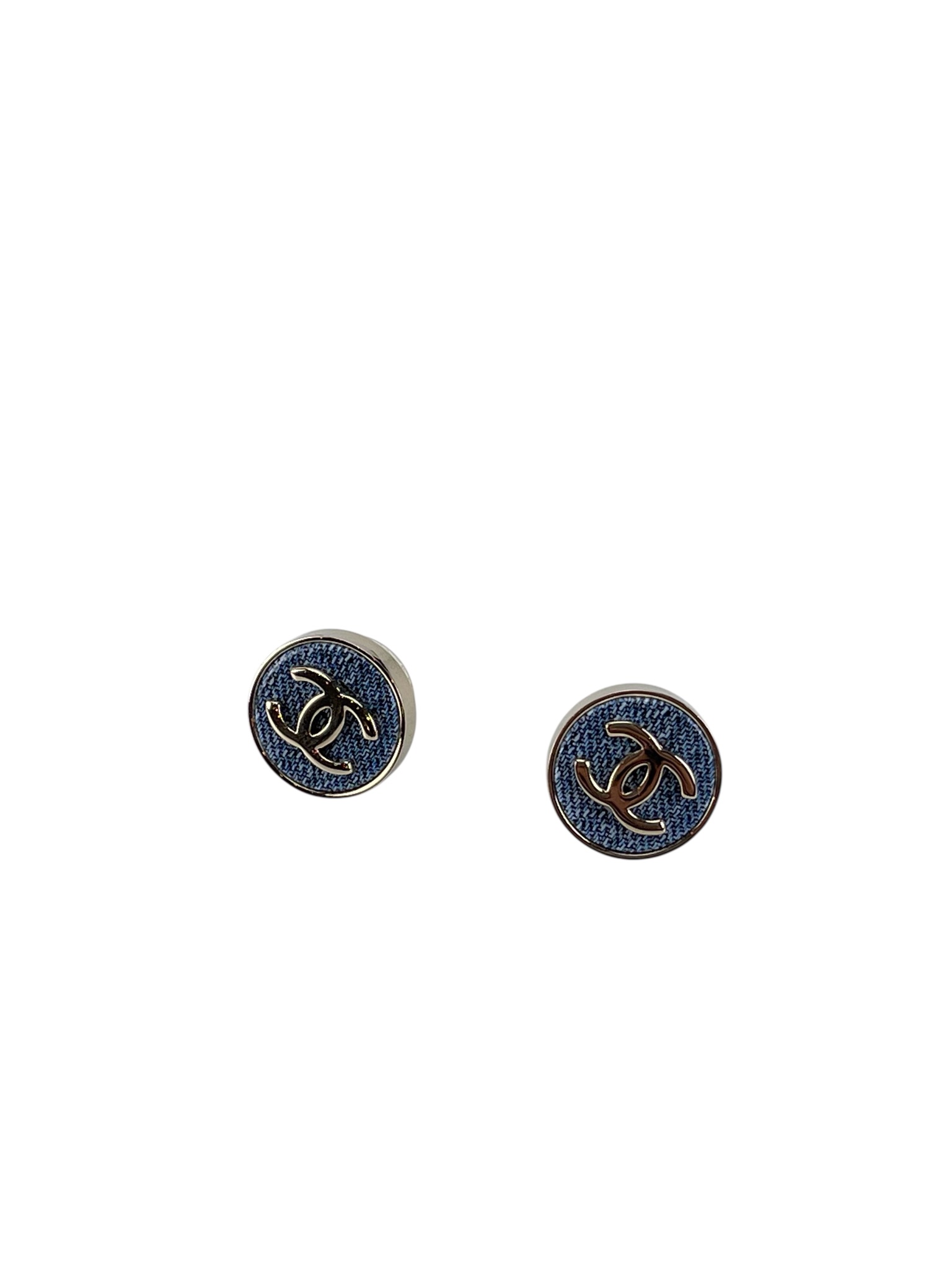 CHANEL - 26C Gold Denim Coco Mark Circle Earrings 
