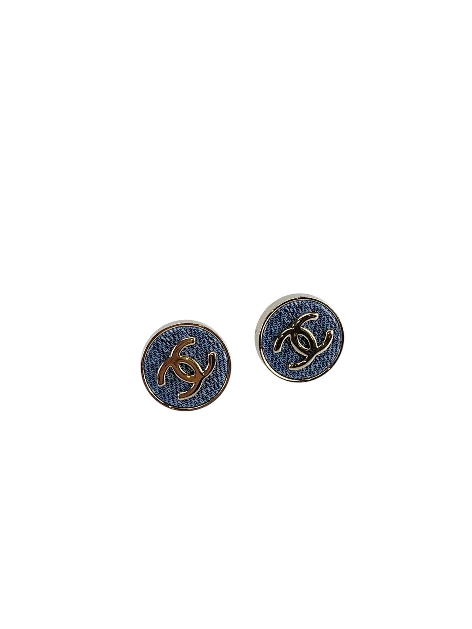 CHANEL - 26C Gold Denim Coco Mark Circle Earrings 