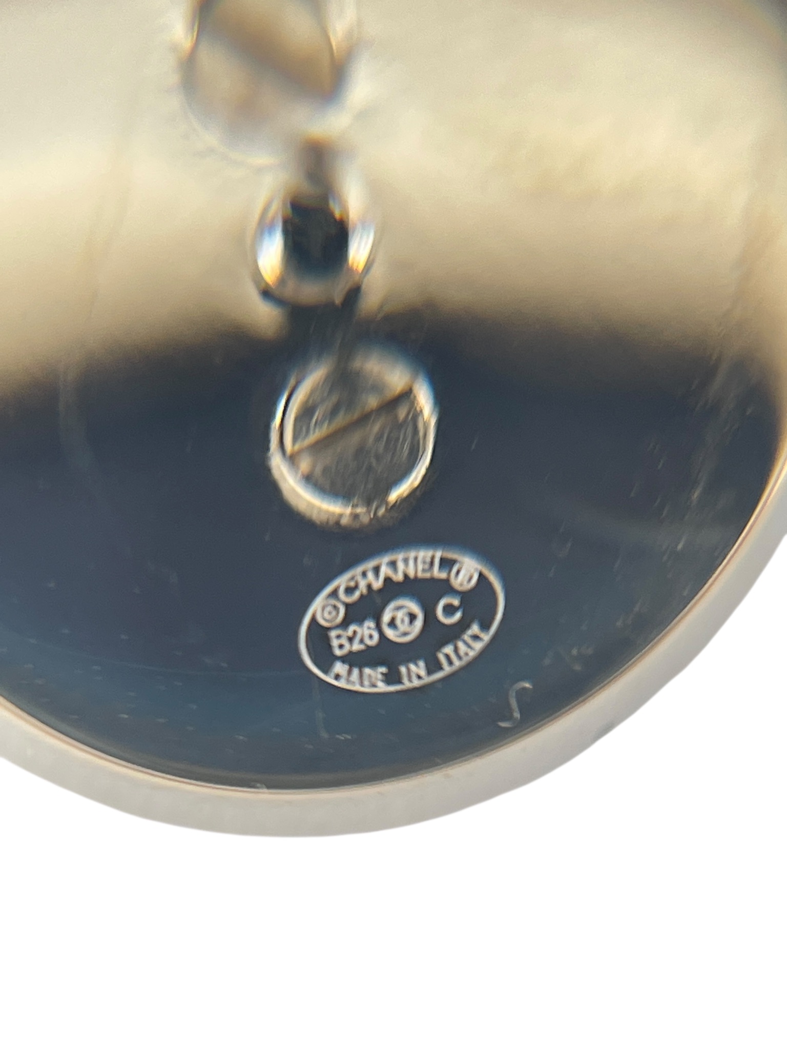 CHANEL - 26C Gold Denim Coco Mark Circle Earrings 