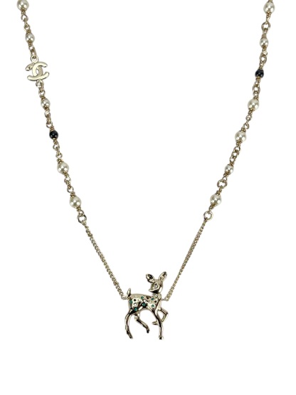 CHANEL - 26C Silver Pearl Bambi Necklace
