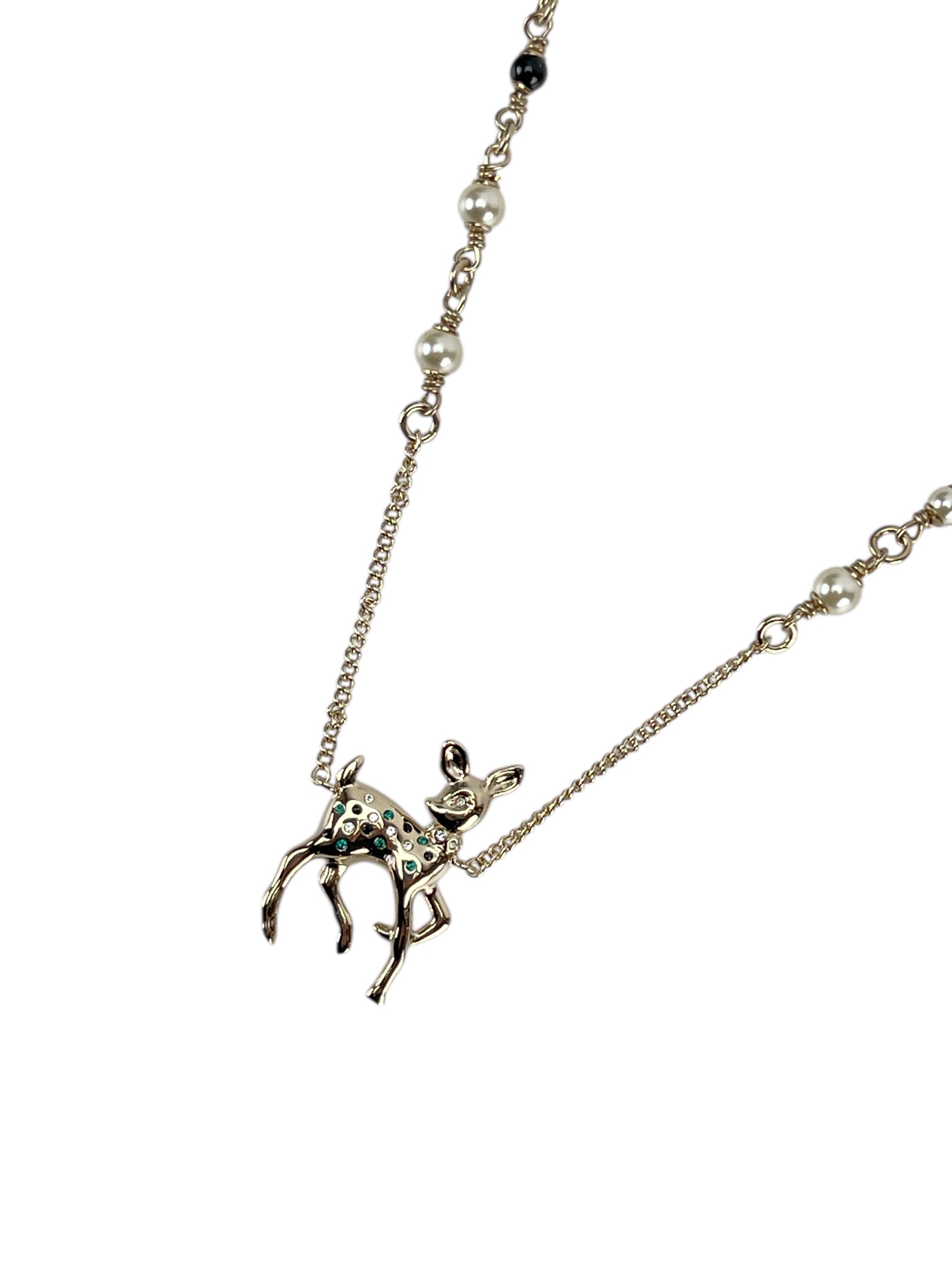 CHANEL - 26C Silver Pearl Bambi Necklace