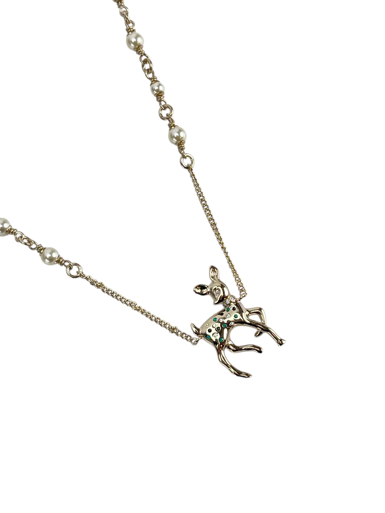 CHANEL - 26C Silver Pearl Bambi Necklace