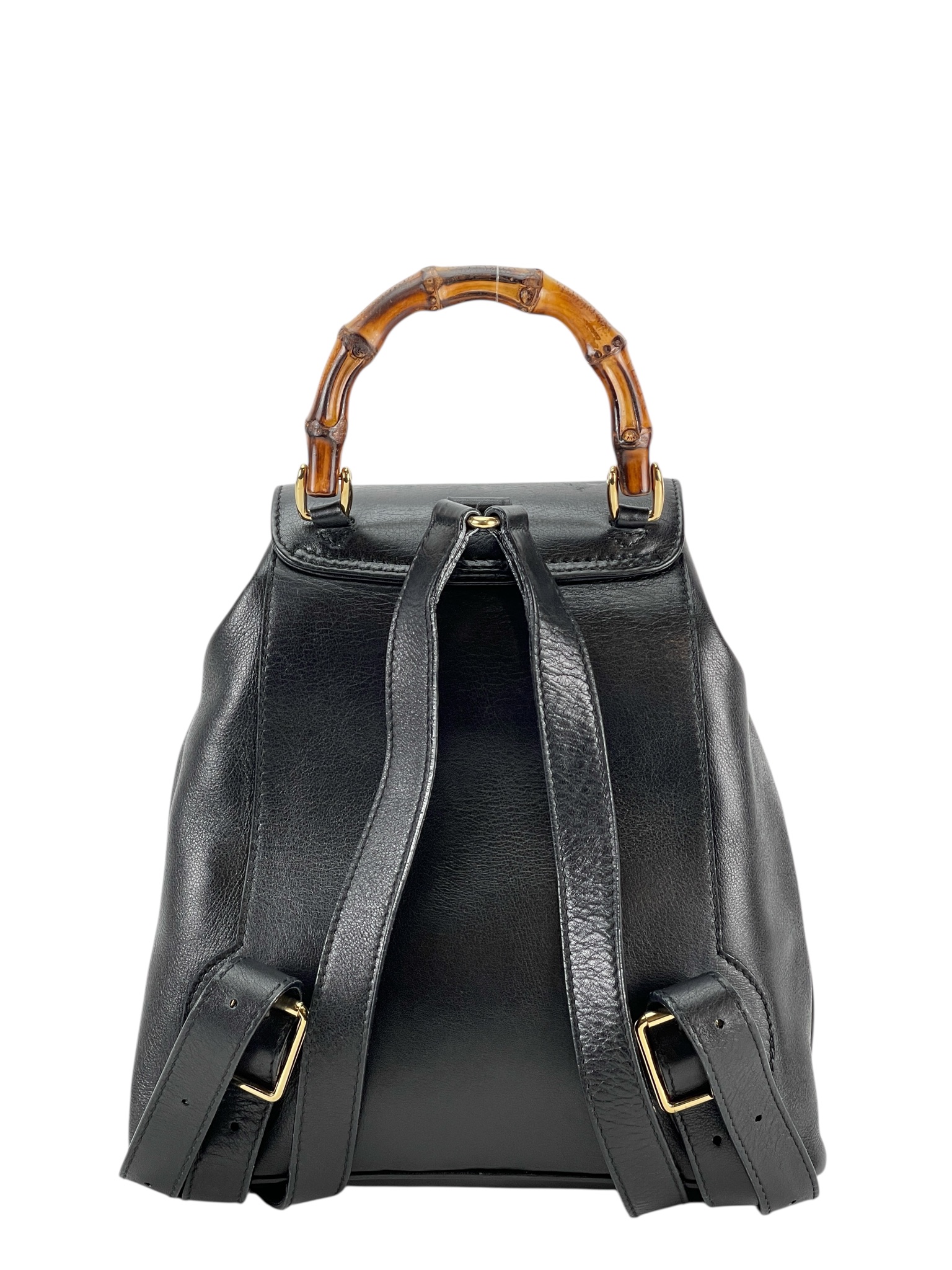 GUCCI - Black Bamboo Leather Backpack