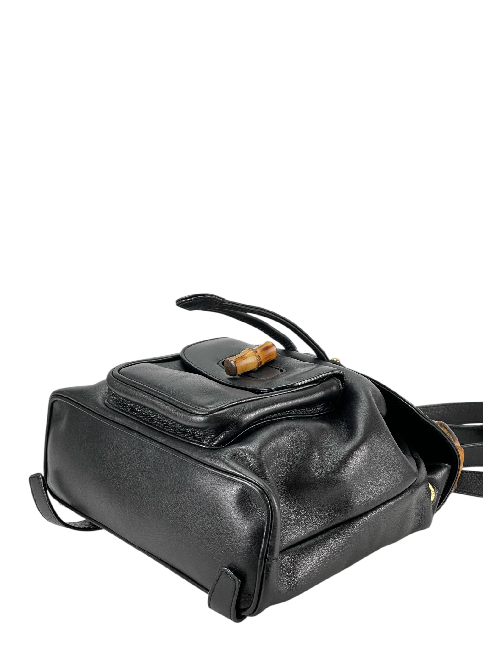 GUCCI - Black Bamboo Leather Backpack