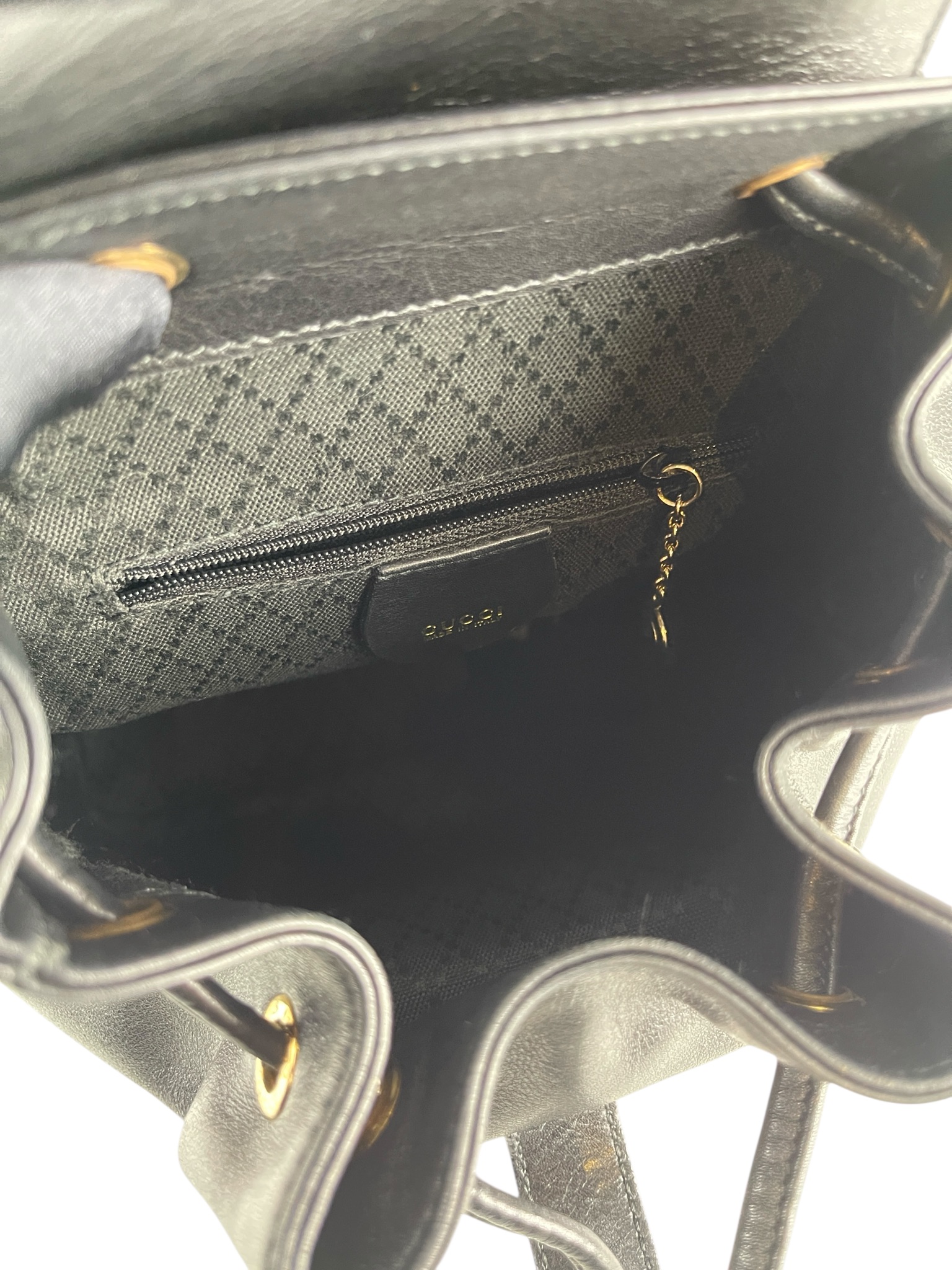 GUCCI - Black Bamboo Leather Backpack