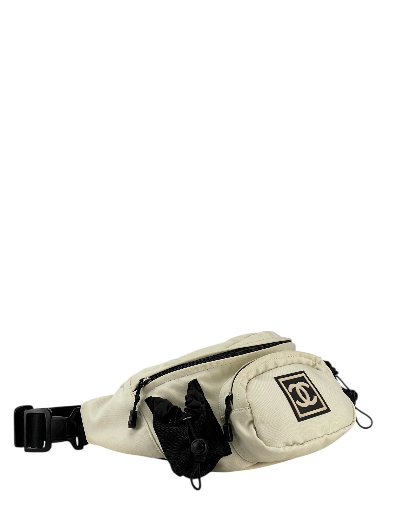 CHANEL - Sport CC Logo White Black Waist Crossbody Shoulder Bag