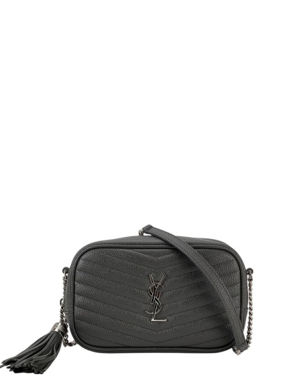 SAINT LAURENT - Grey Leather Chain Shoulder Bag