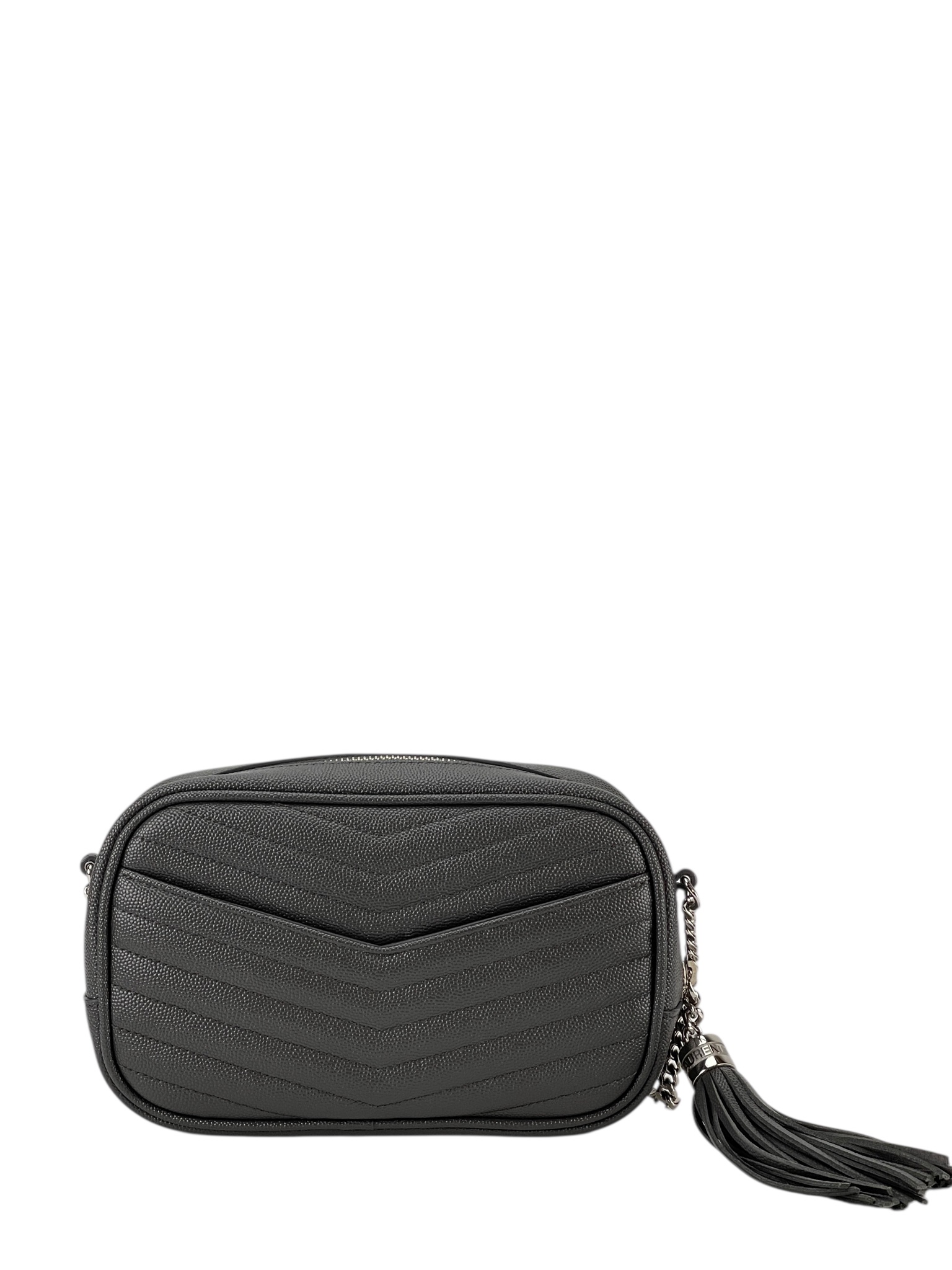 SAINT LAURENT - Grey Leather Chain Shoulder Bag