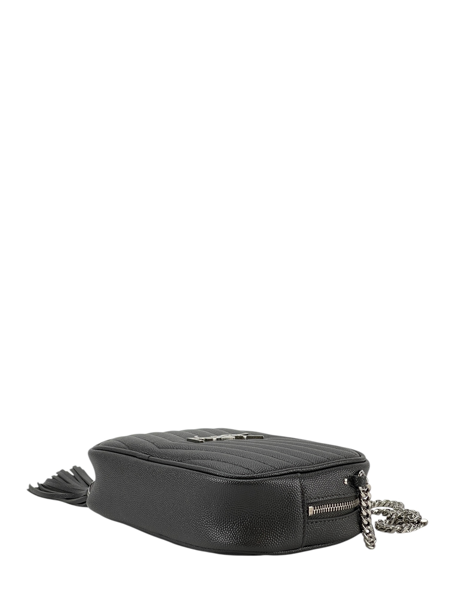 SAINT LAURENT - Grey Leather Chain Shoulder Bag