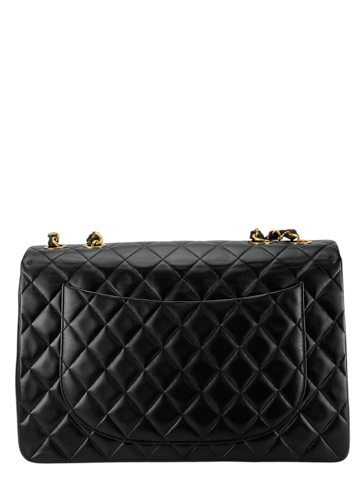 CHANEL - Black Lambskin Jumbo Flap Bag 34