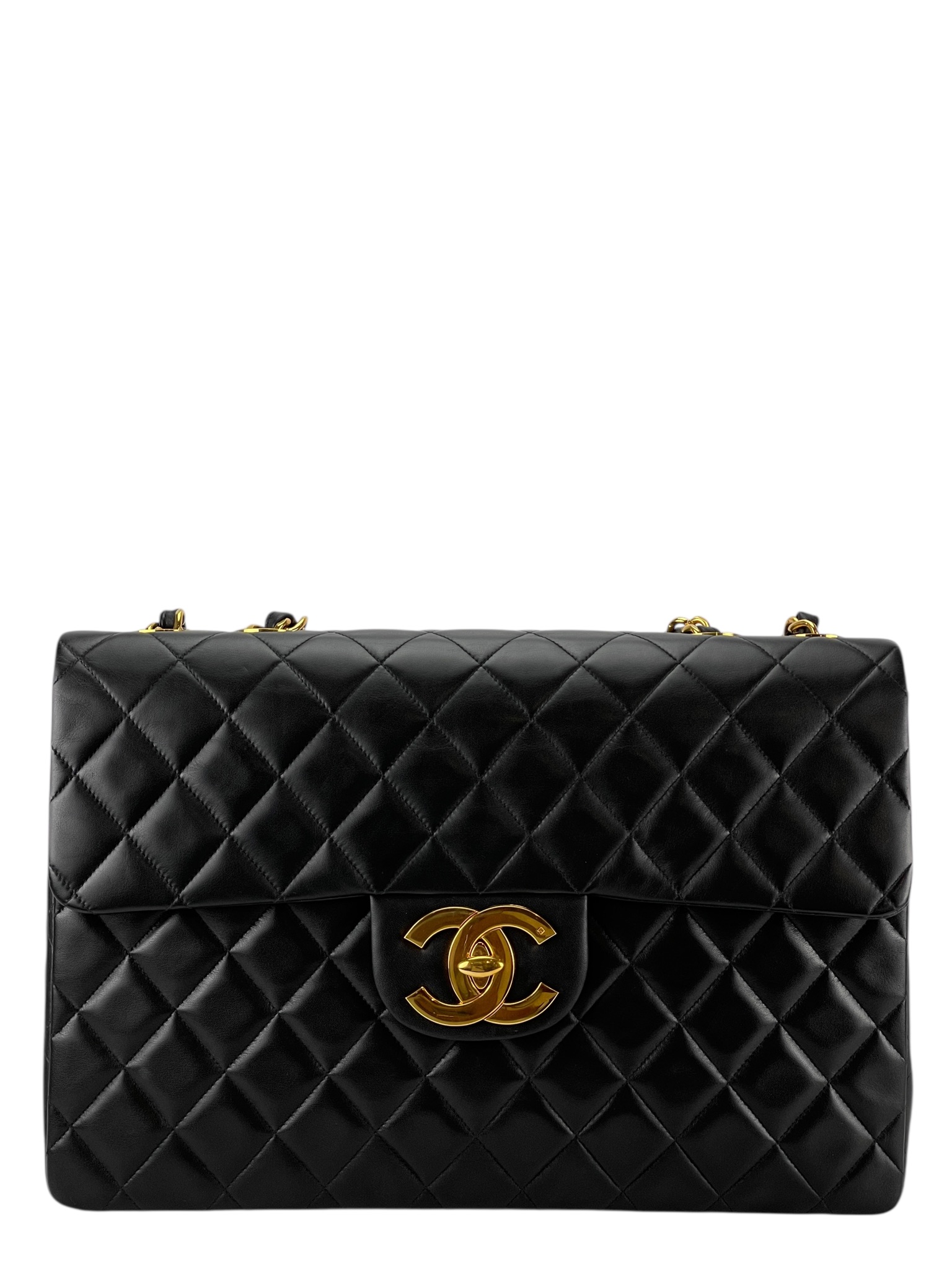 CHANEL - Black Lambskin Jumbo Flap Bag 34