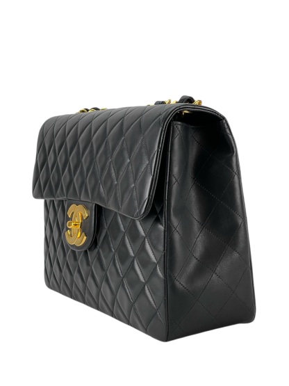 CHANEL - Black Lambskin Jumbo Flap Bag 34