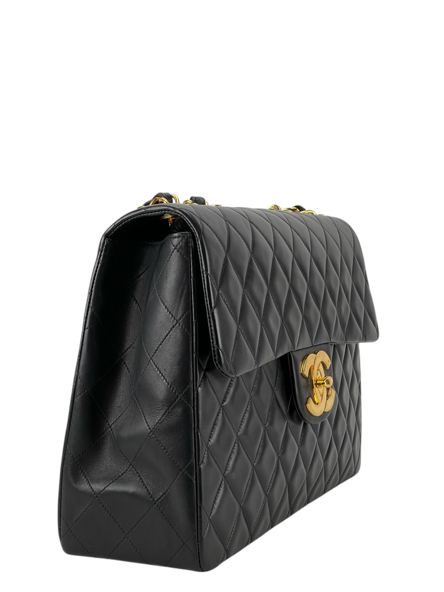 CHANEL - Black Lambskin Jumbo Flap Bag 34
