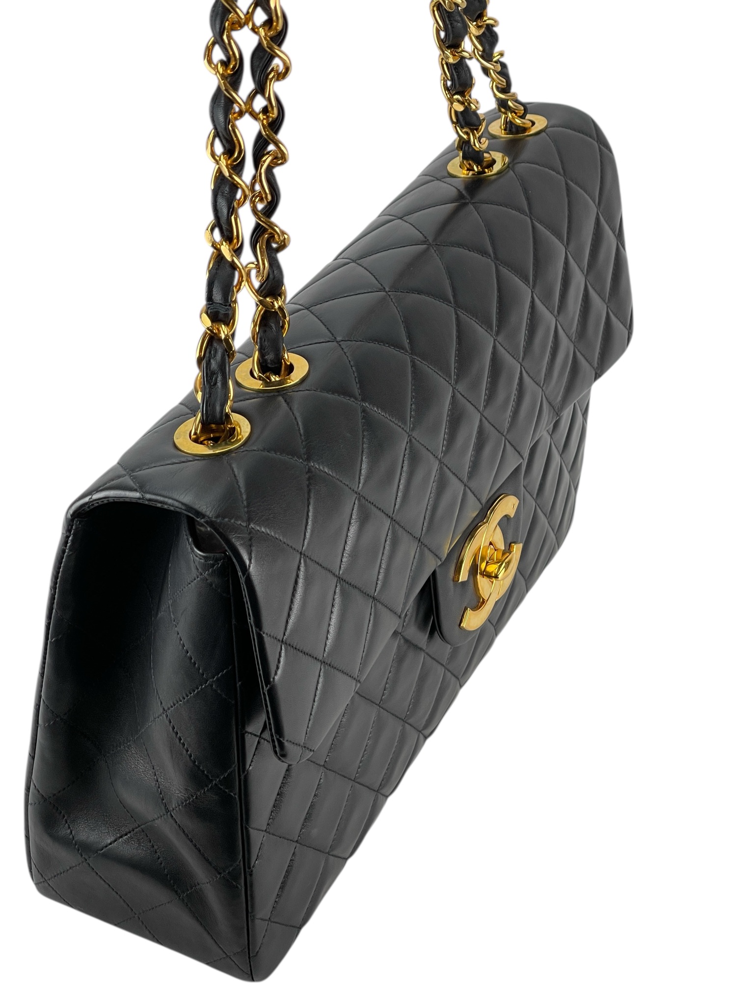 CHANEL - Black Lambskin Jumbo Flap Bag 34