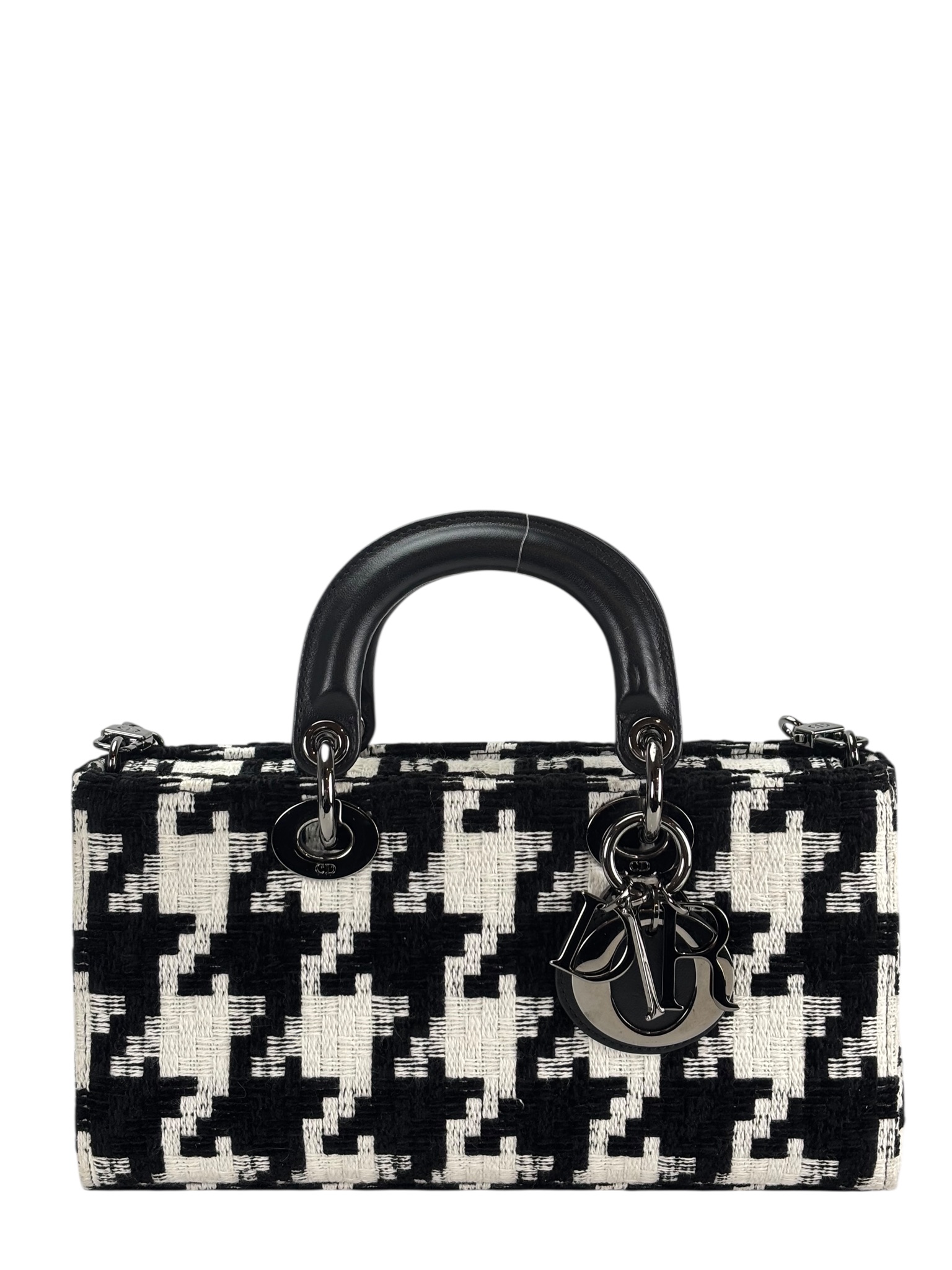 CHRISTIAN DIOR - Houndstooth Pattern Wool Lady Dior D-Joy HandBag