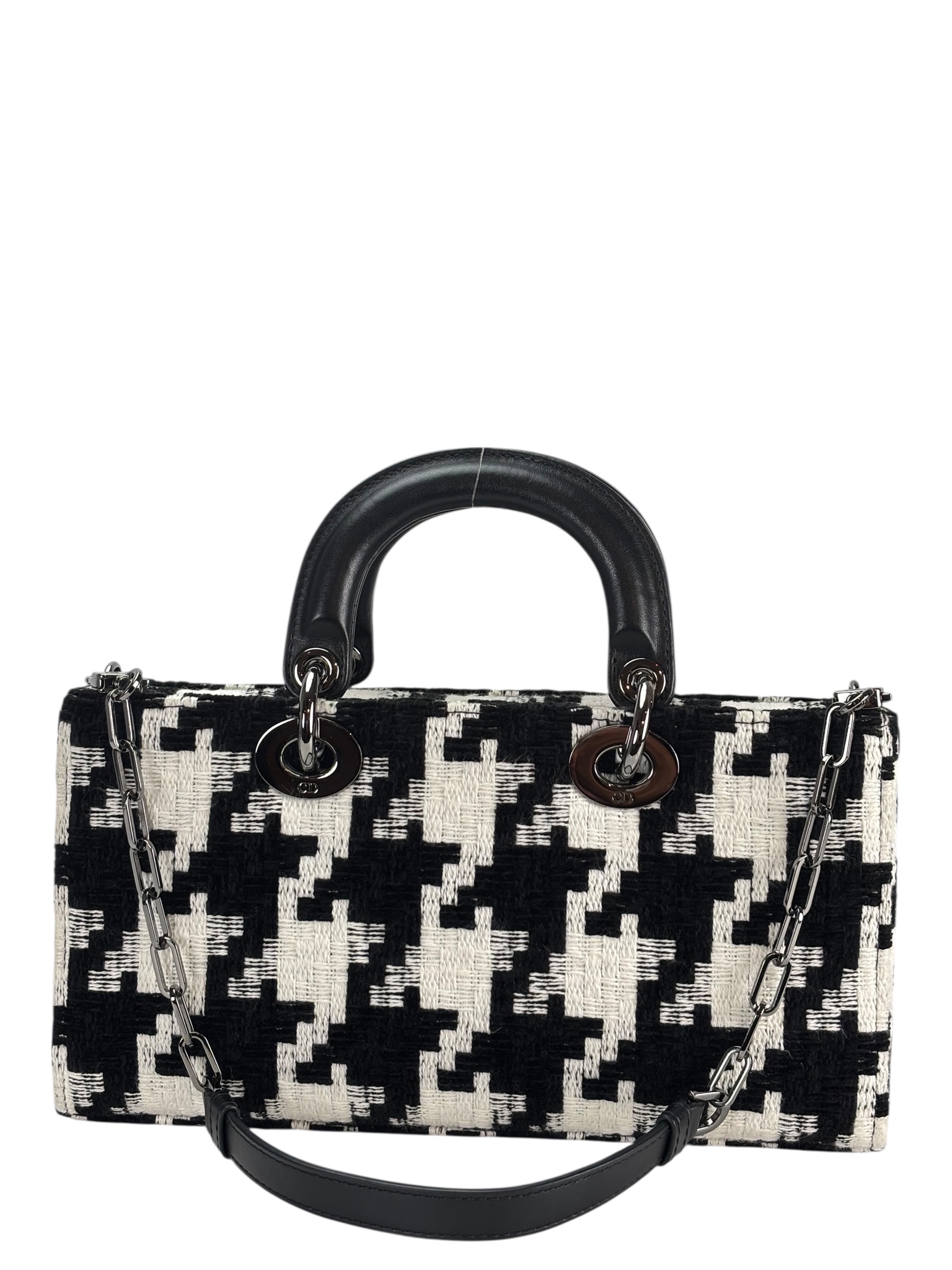 CHRISTIAN DIOR - Houndstooth Pattern Wool Lady Dior D-Joy HandBag
