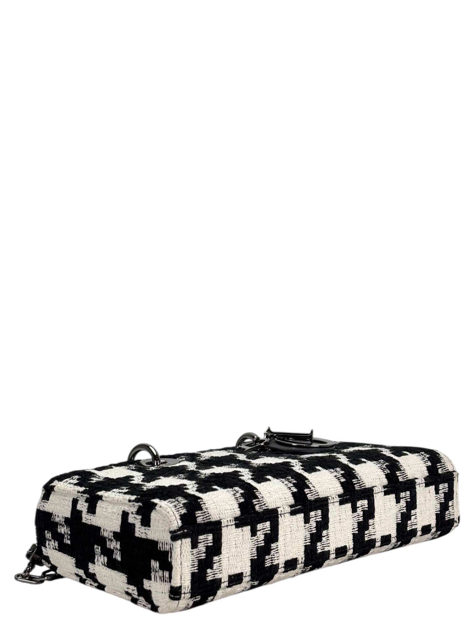 CHRISTIAN DIOR - Houndstooth Pattern Wool Lady Dior D-Joy HandBag