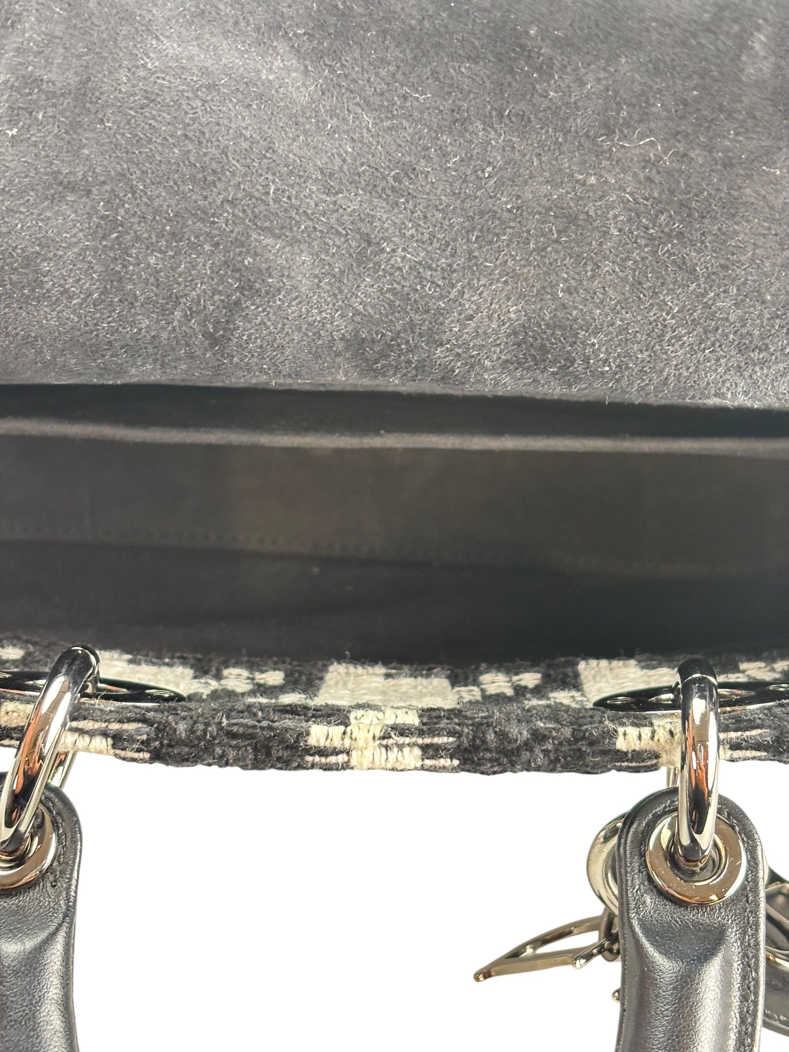 CHRISTIAN DIOR - Houndstooth Pattern Wool Lady Dior D-Joy HandBag