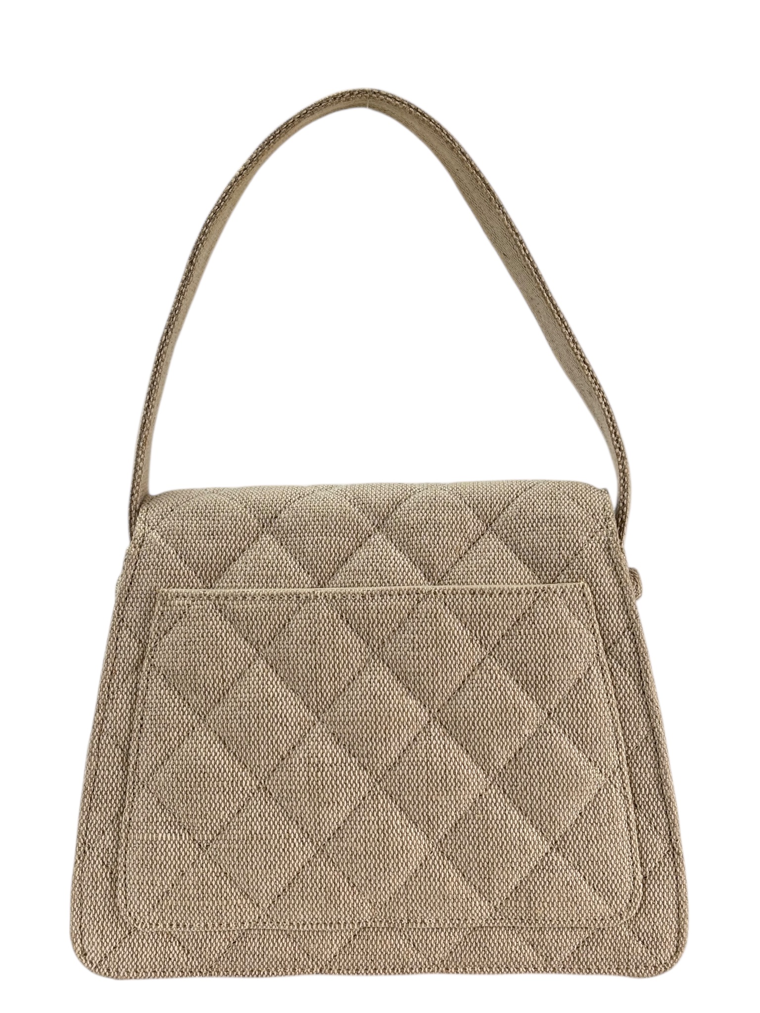 CHANEL - Beige Canvas Timeless Classique Top Handbag