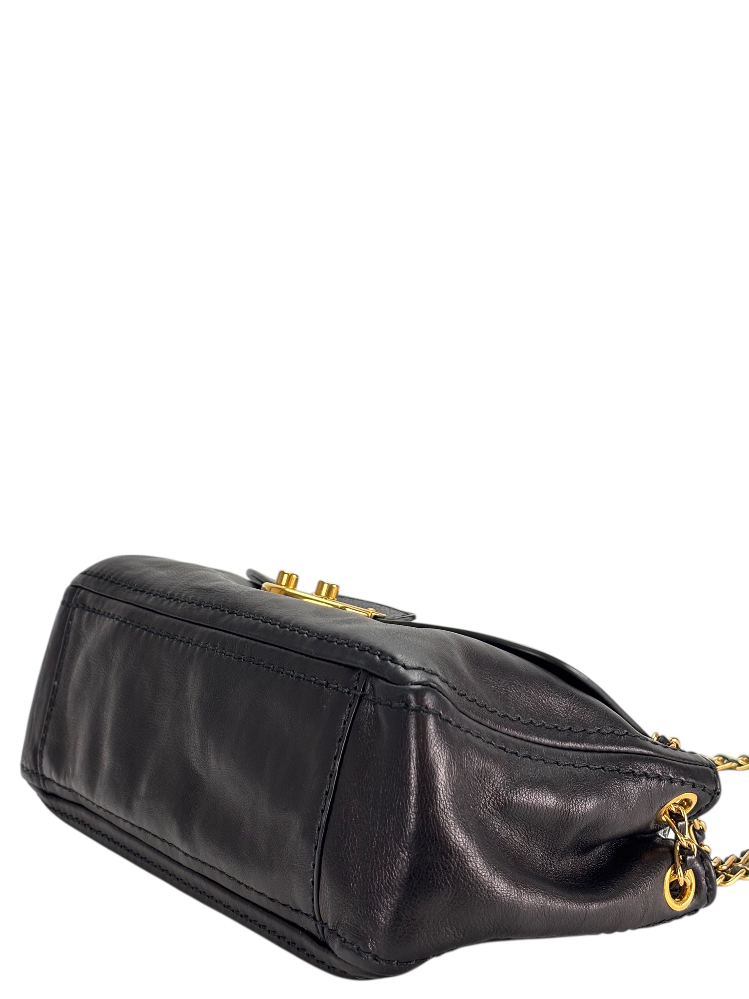 PRADA - Black Calfskin Sound Lock Crossbody bag