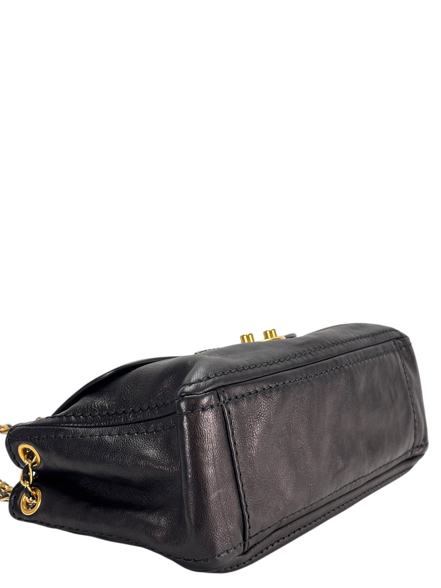 PRADA - Black Calfskin Sound Lock Crossbody bag
