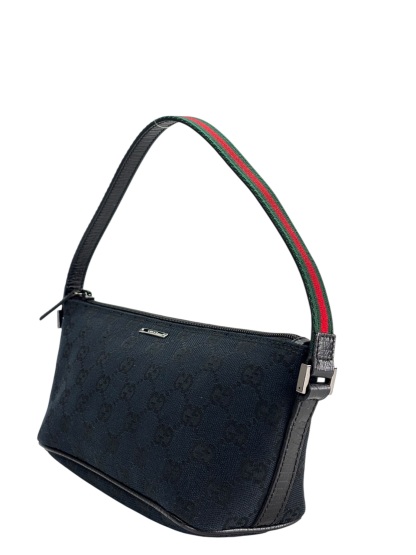 GUCCI - Black Canvas Accessory Pouch Handle Bag