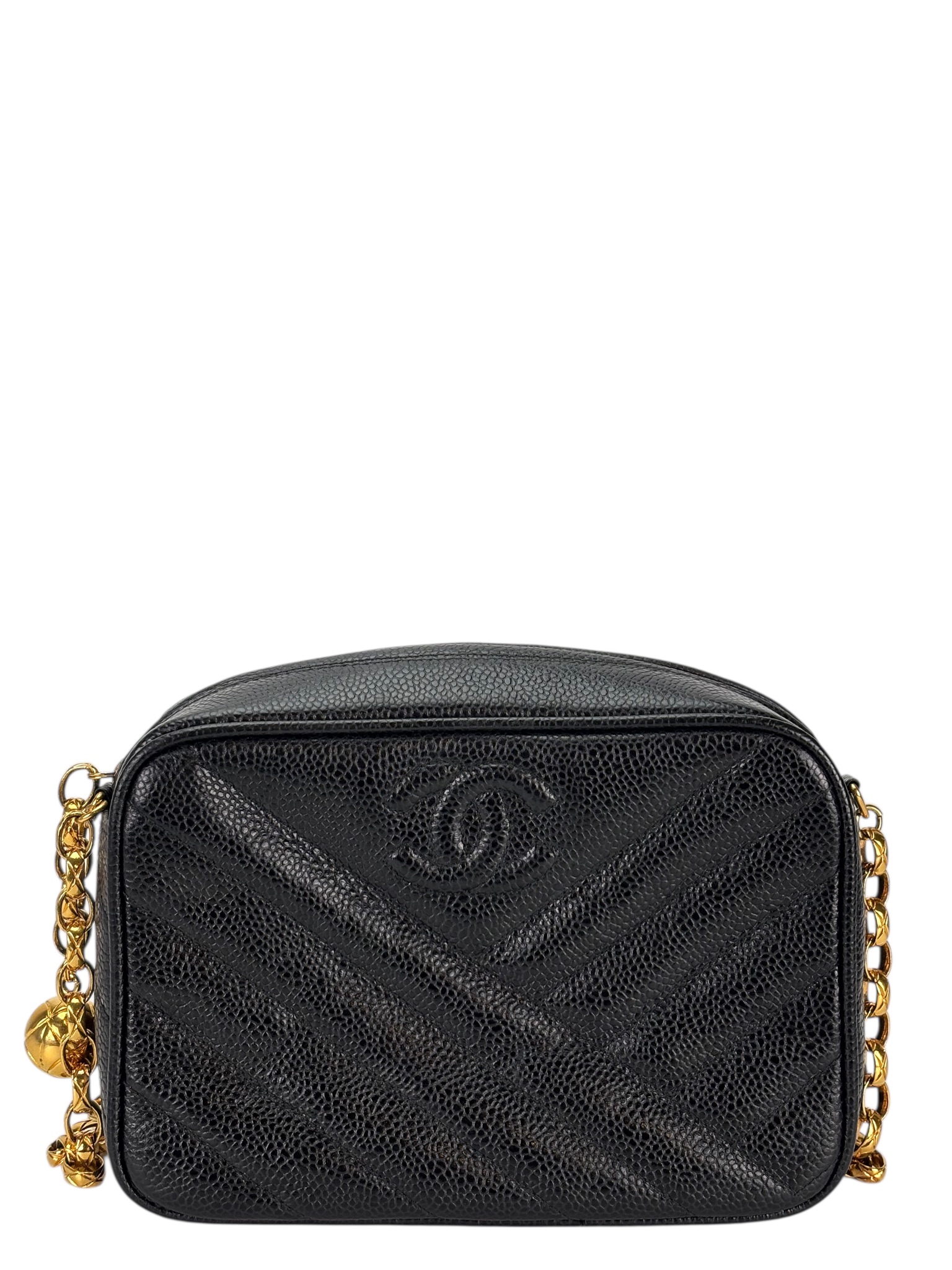 CHANEL - Black Caviar Coco Mark Camera Chain Shoulder Bag