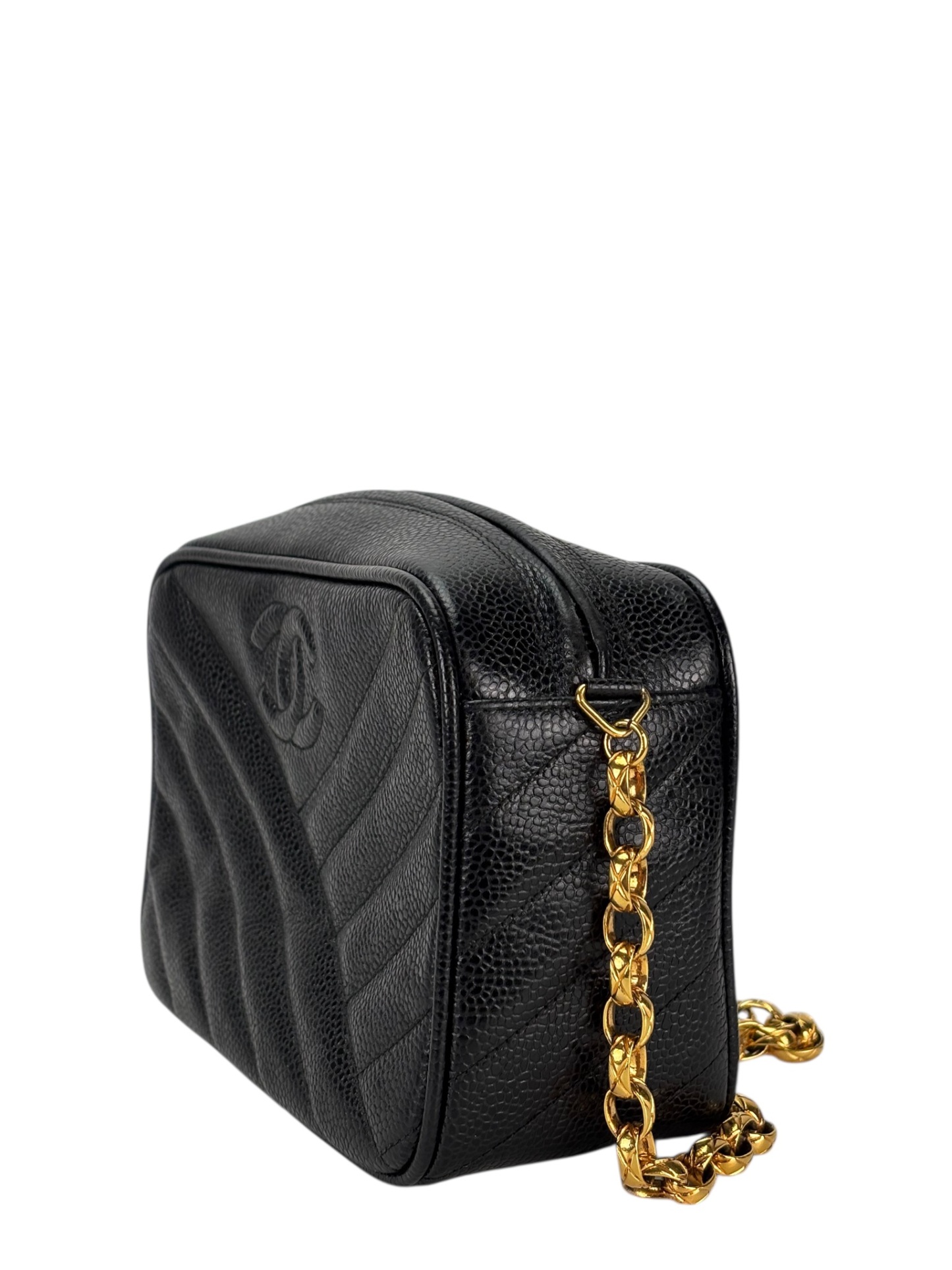 CHANEL - Black Caviar Coco Mark Camera Chain Shoulder Bag