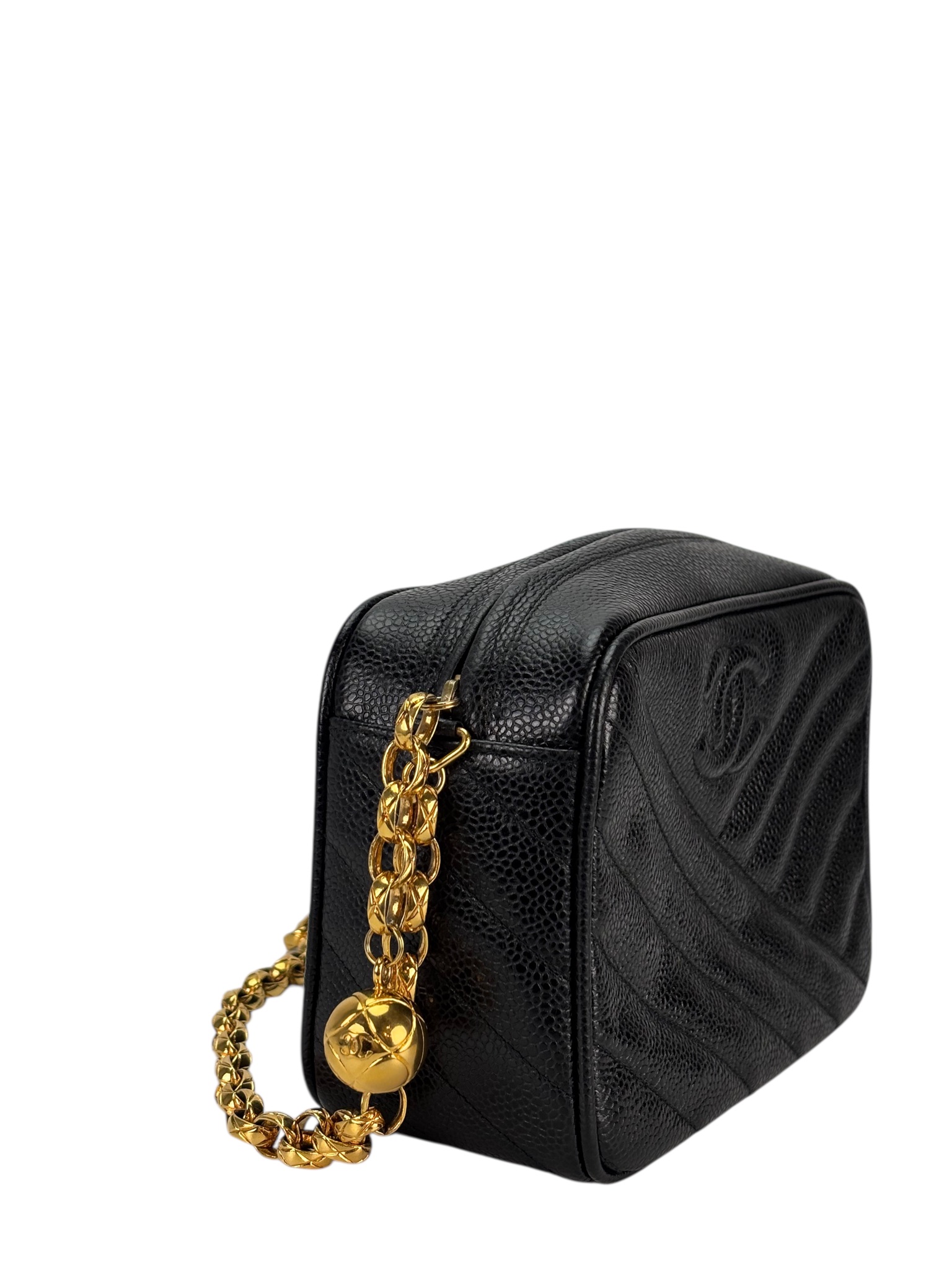 CHANEL - Black Caviar Coco Mark Camera Chain Shoulder Bag