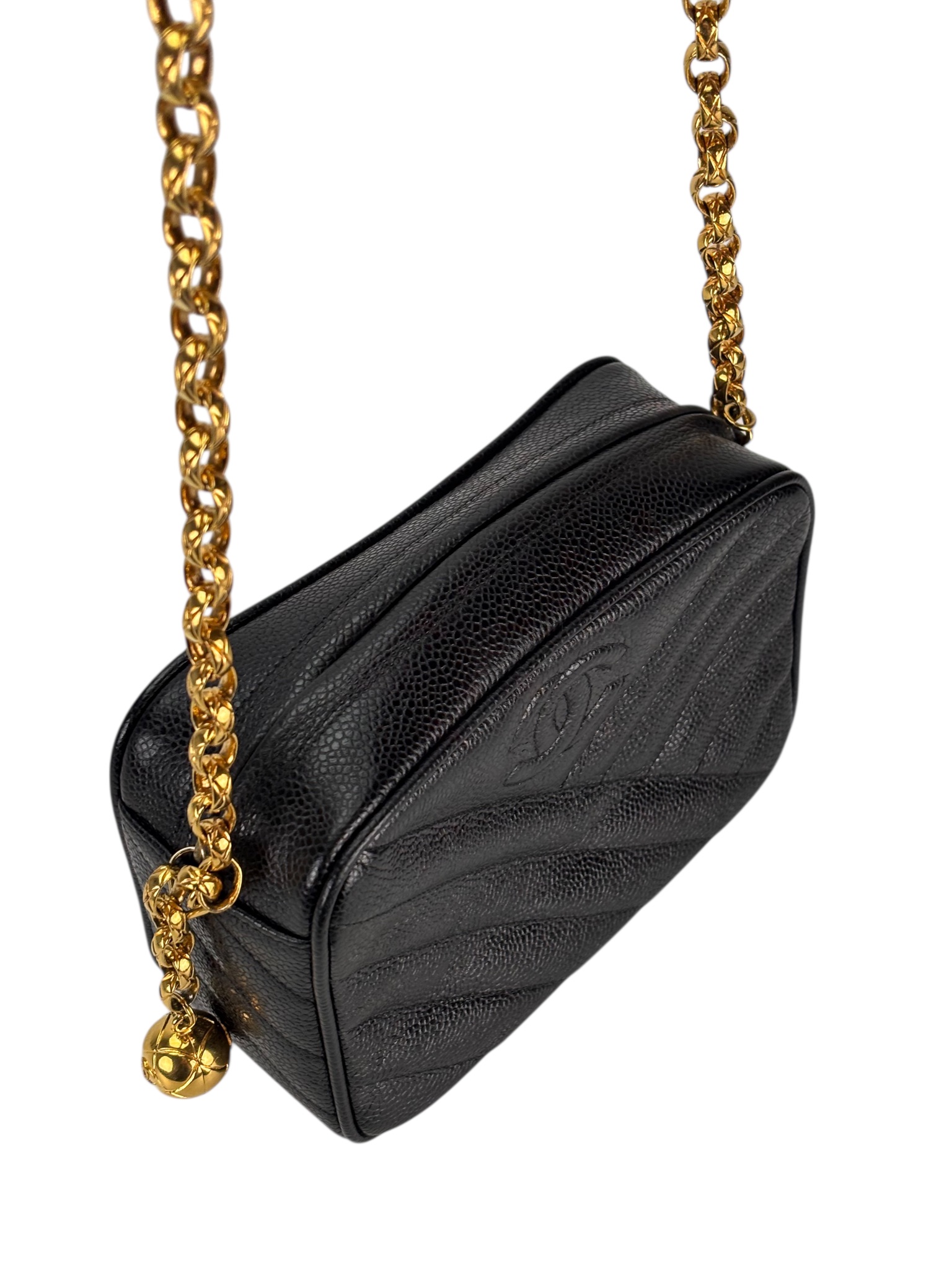 CHANEL - Black Caviar Coco Mark Camera Chain Shoulder Bag