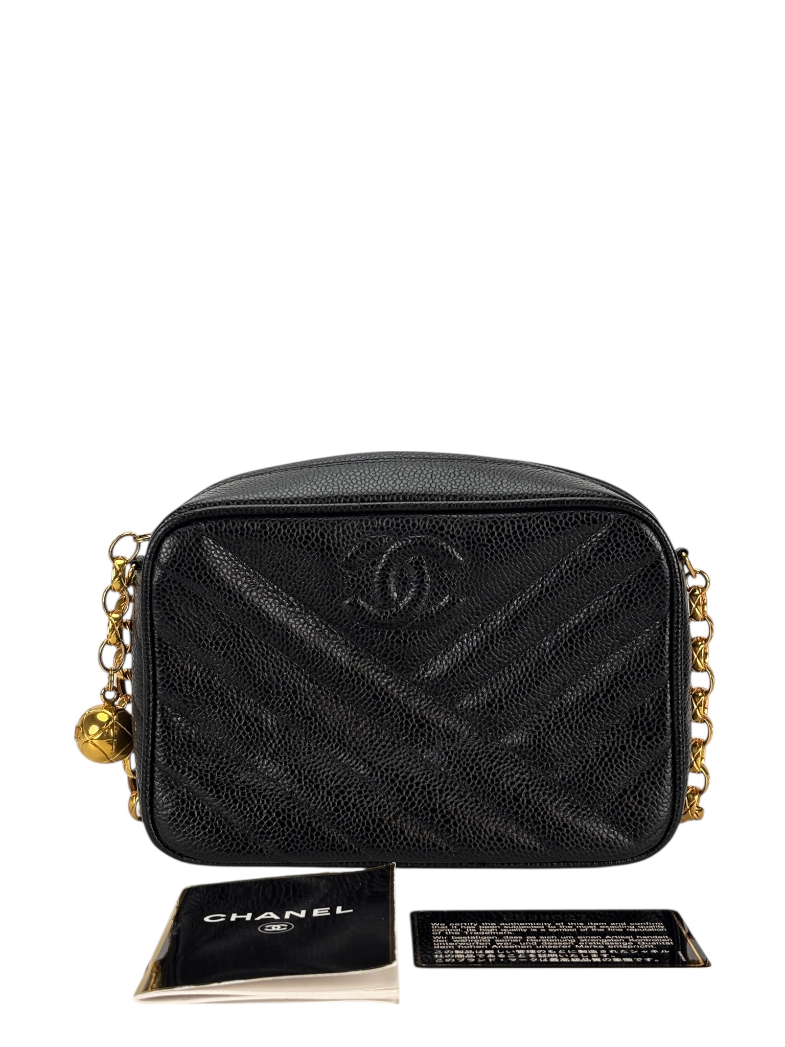 CHANEL - Black Caviar Coco Mark Camera Chain Shoulder Bag