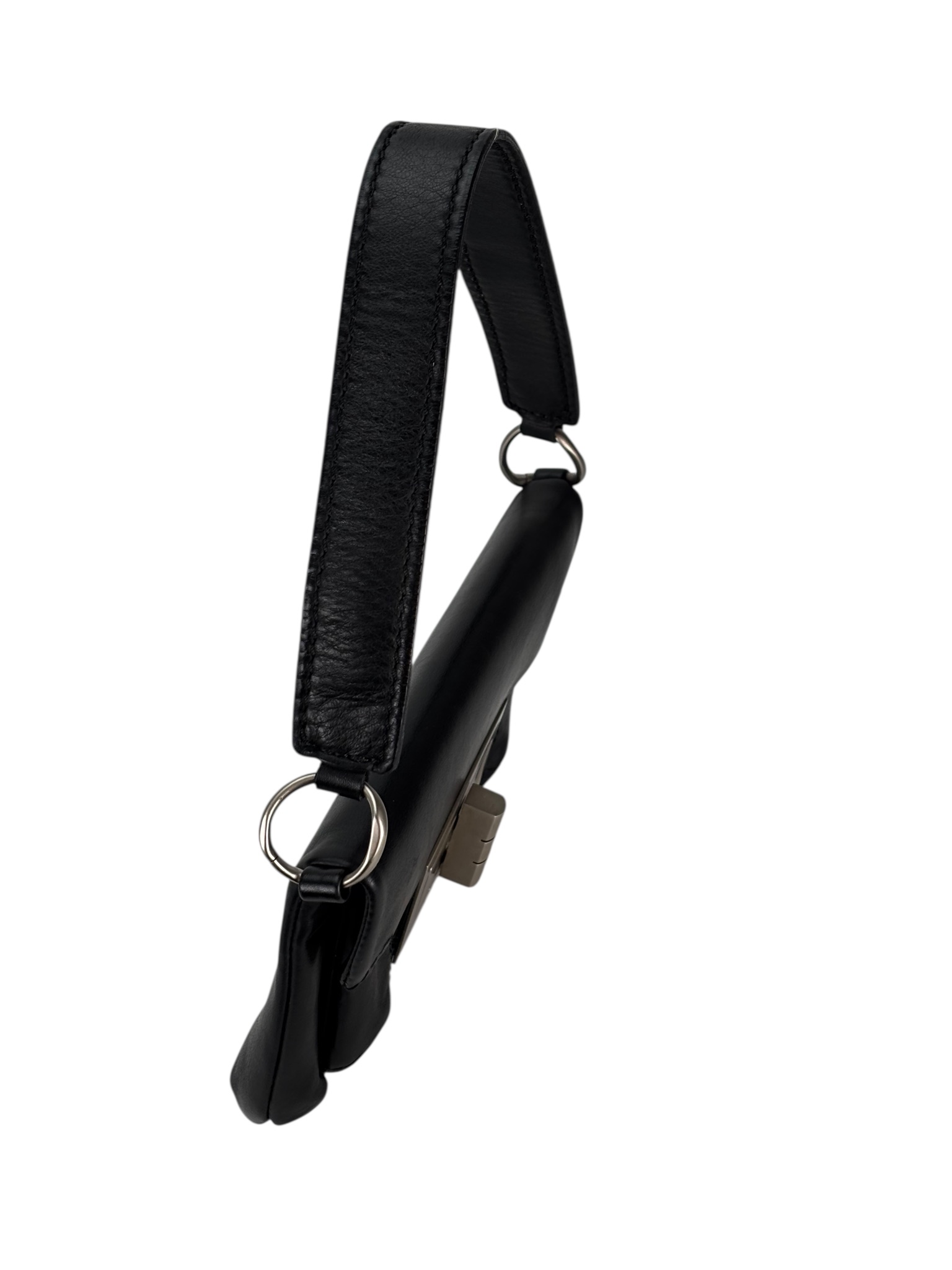 CHANEL - Black Lambskin Chocolate Bar Shoulder Bag Silver Hardware