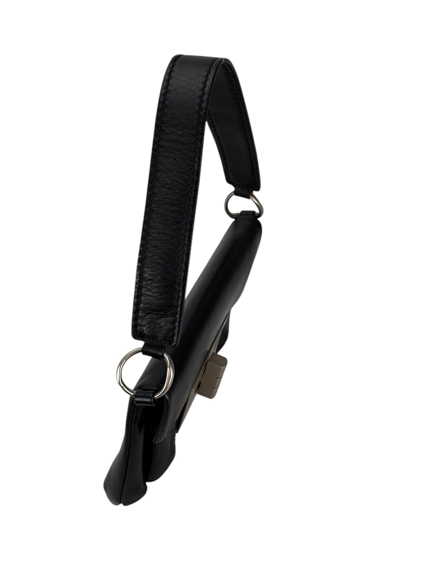 CHANEL - Black Lambskin Chocolate Bar Shoulder Bag Silver Hardware