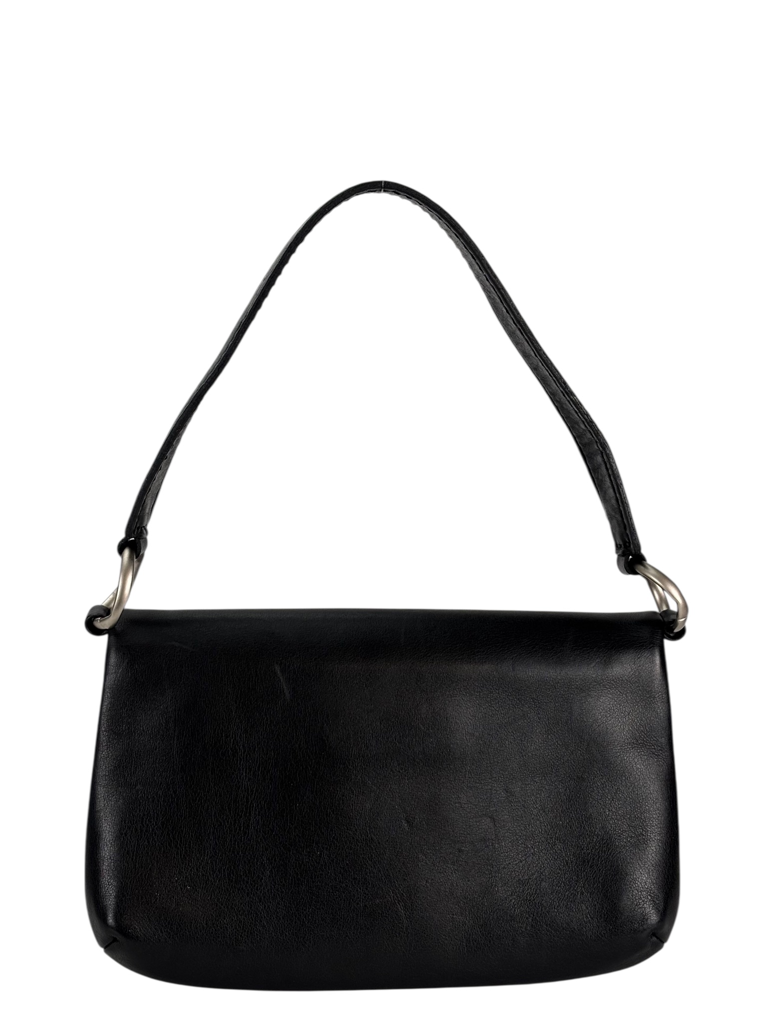 CHANEL - Black Lambskin Chocolate Bar Shoulder Bag Silver Hardware