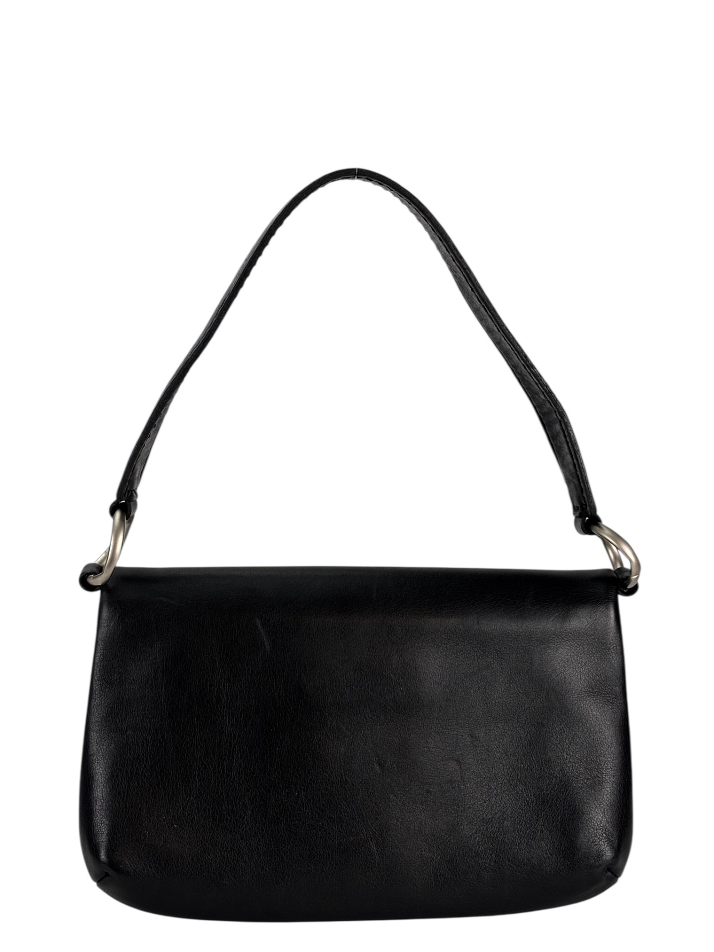 CHANEL - Black Lambskin Chocolate Bar Shoulder Bag Silver Hardware