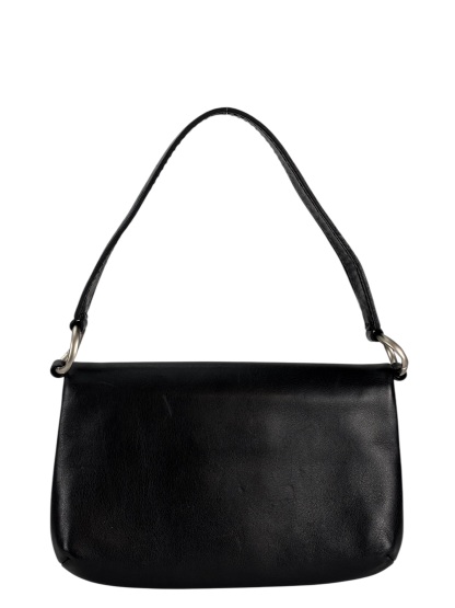 CHANEL - Black Lambskin Chocolate Bar Shoulder Bag Silver Hardware