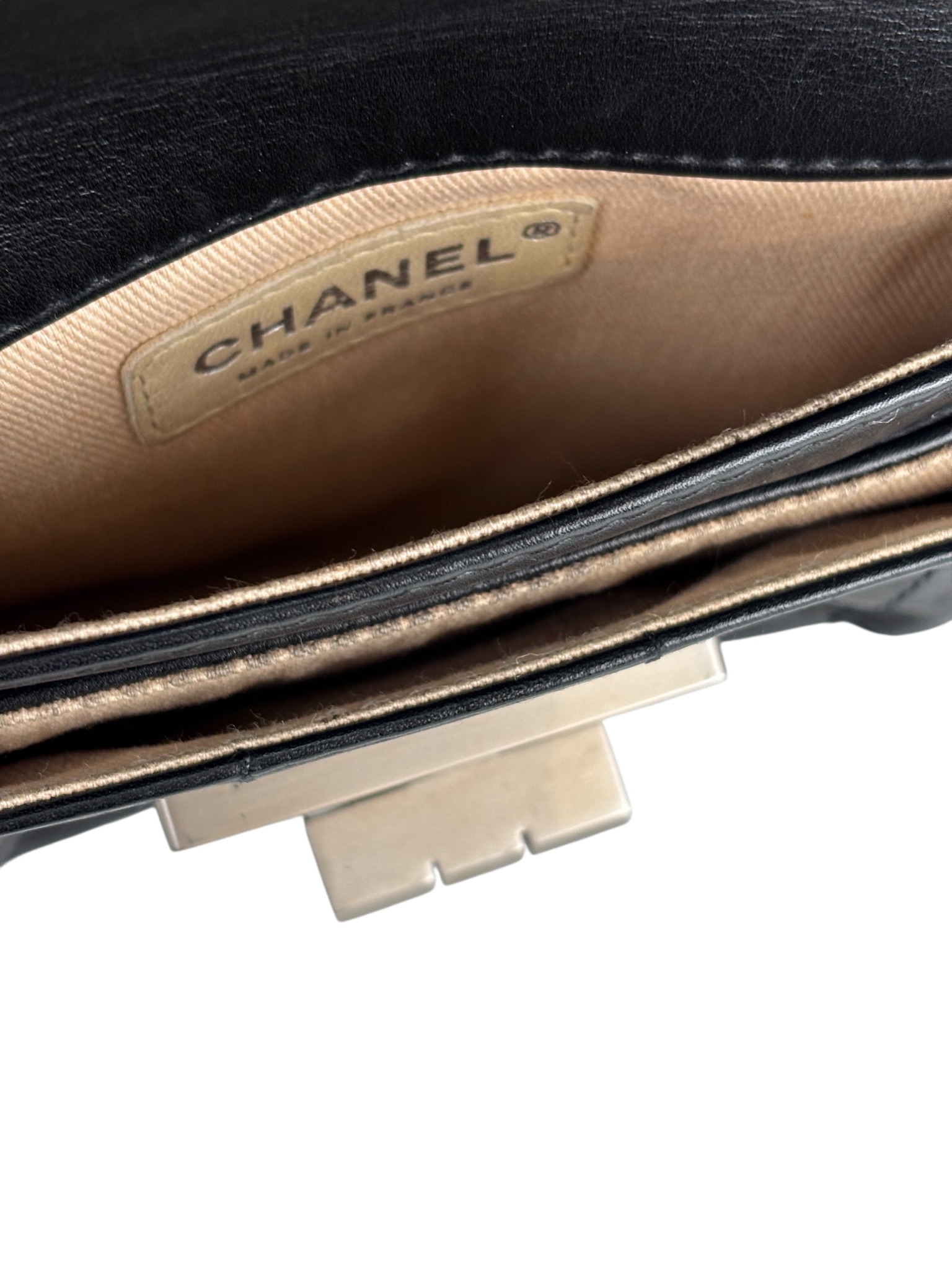 CHANEL - Black Lambskin Chocolate Bar Shoulder Bag Silver Hardware